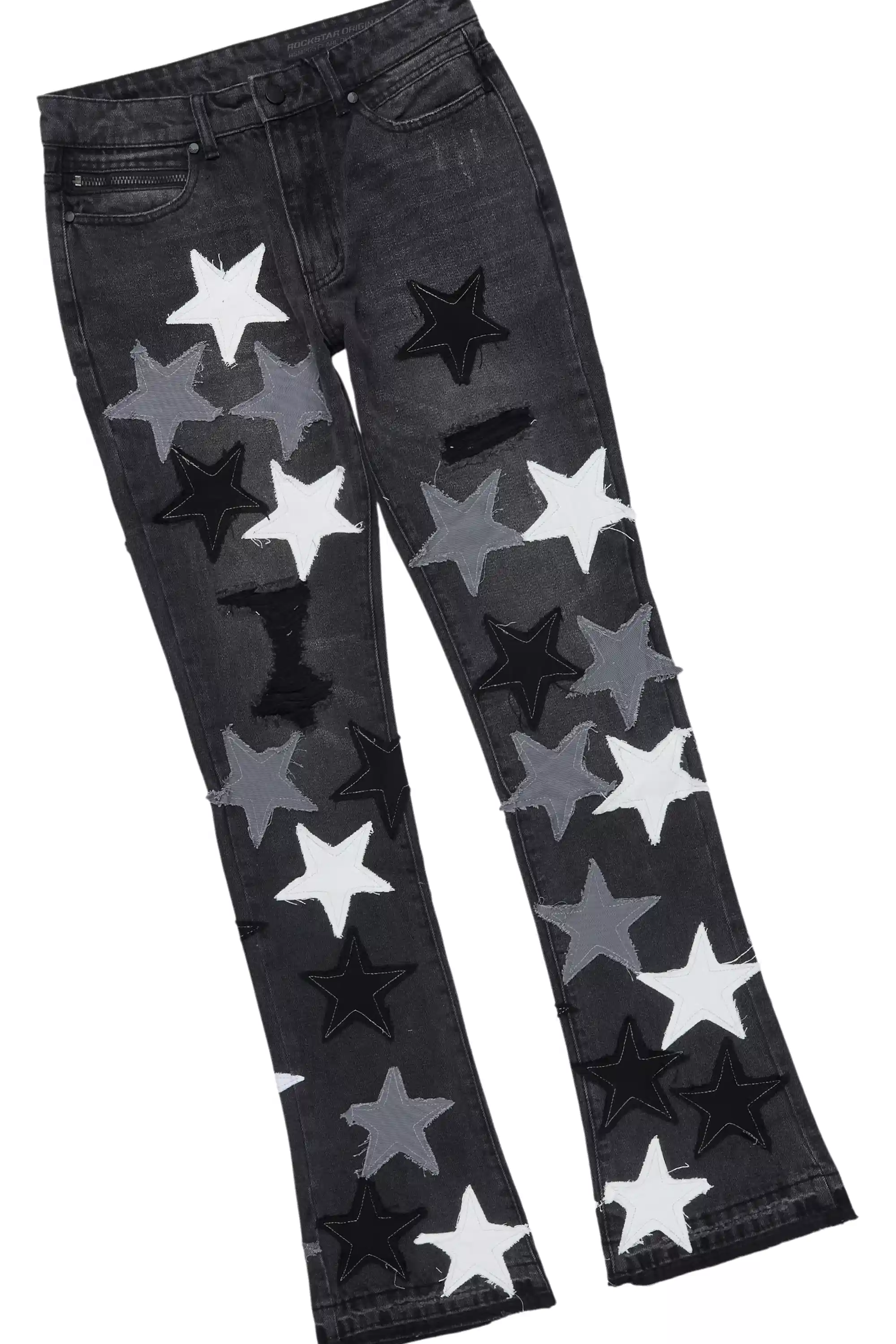Starlane Jet Black Denim Jacket/Stacked Flare Jean Set - Image 10