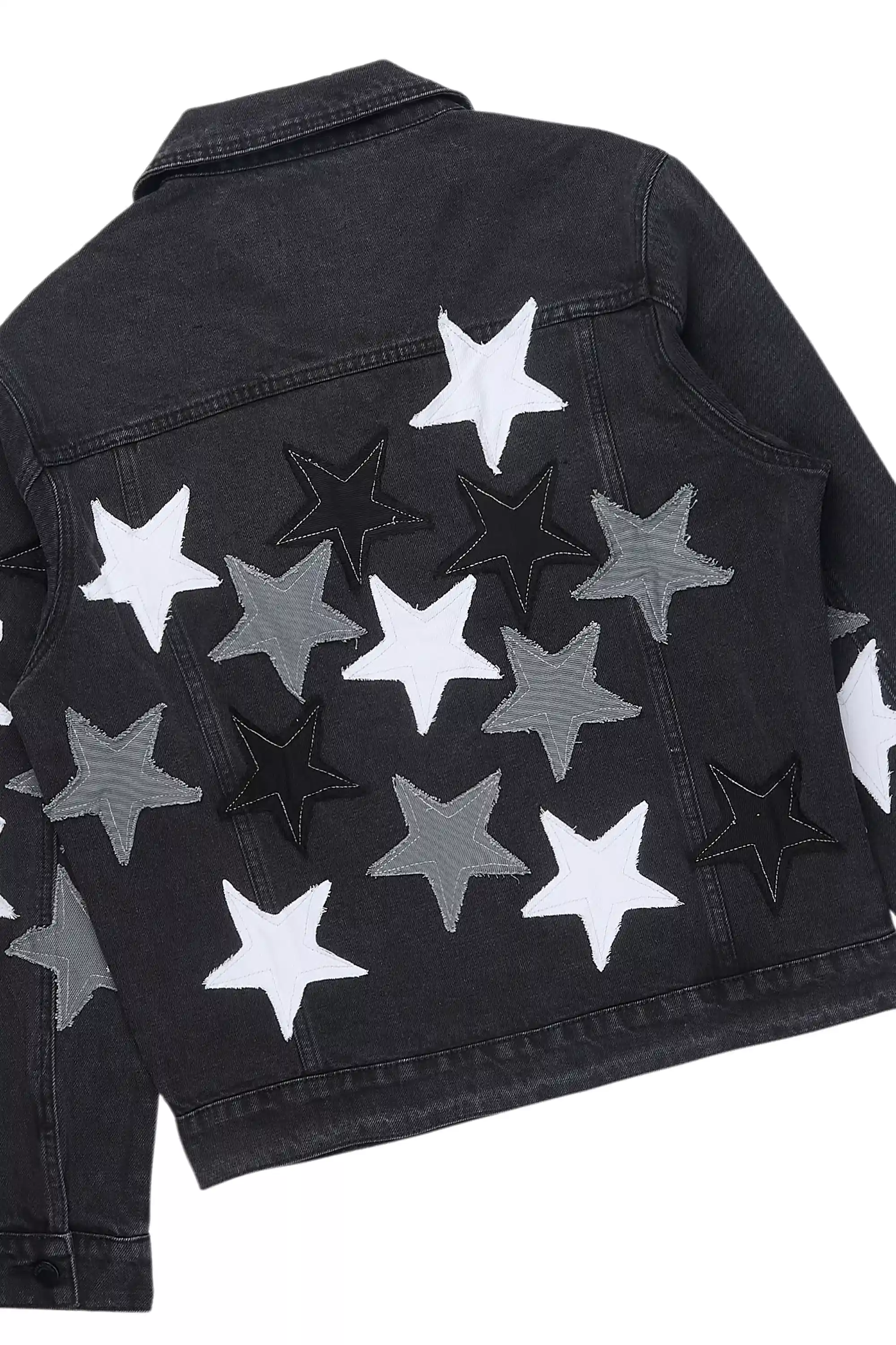 Starlane Jet Black Denim Jacket/Stacked Flare Jean Set - Image 9