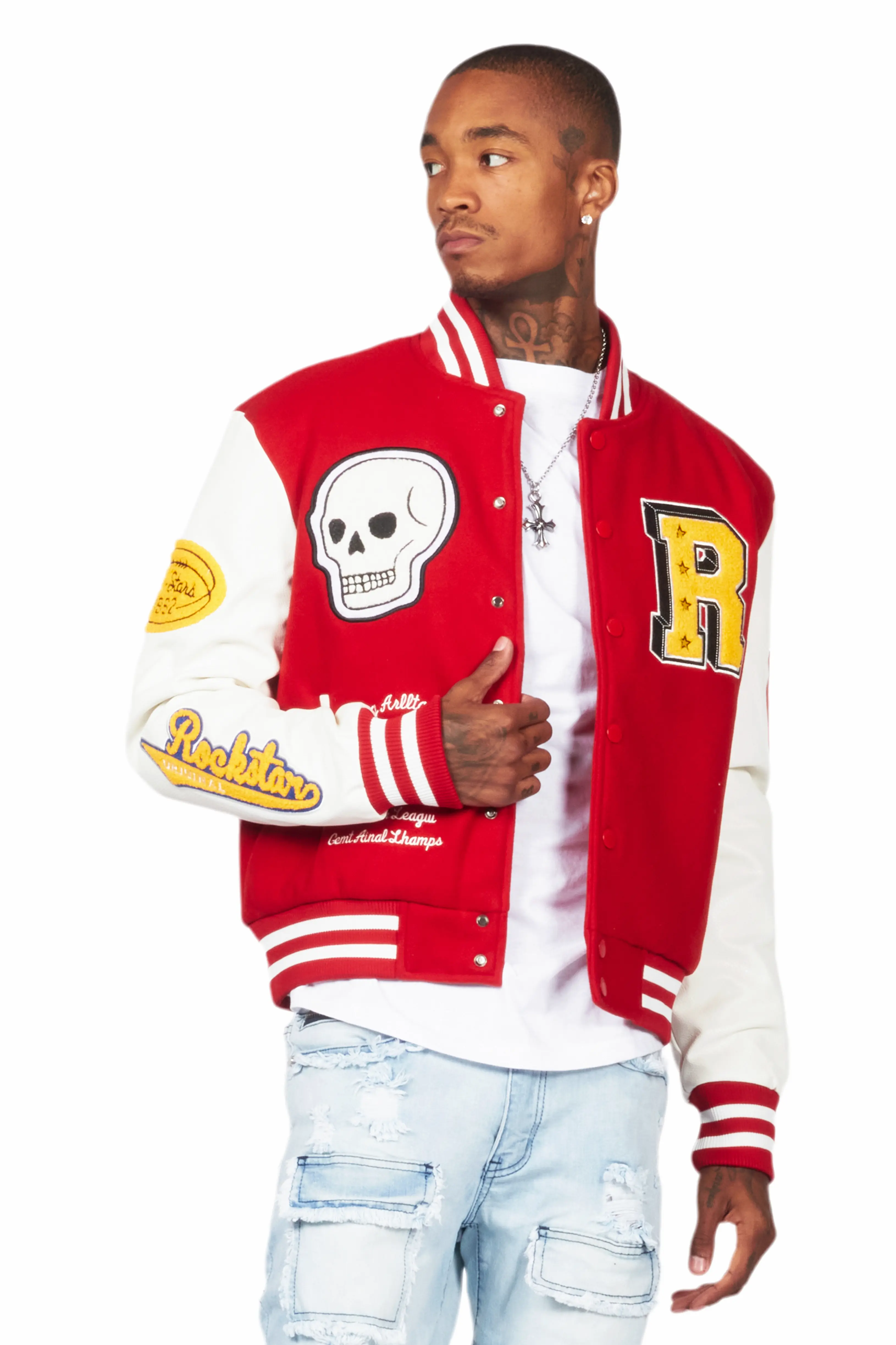 Eisen Red/White Varsity Jacket - Image 3