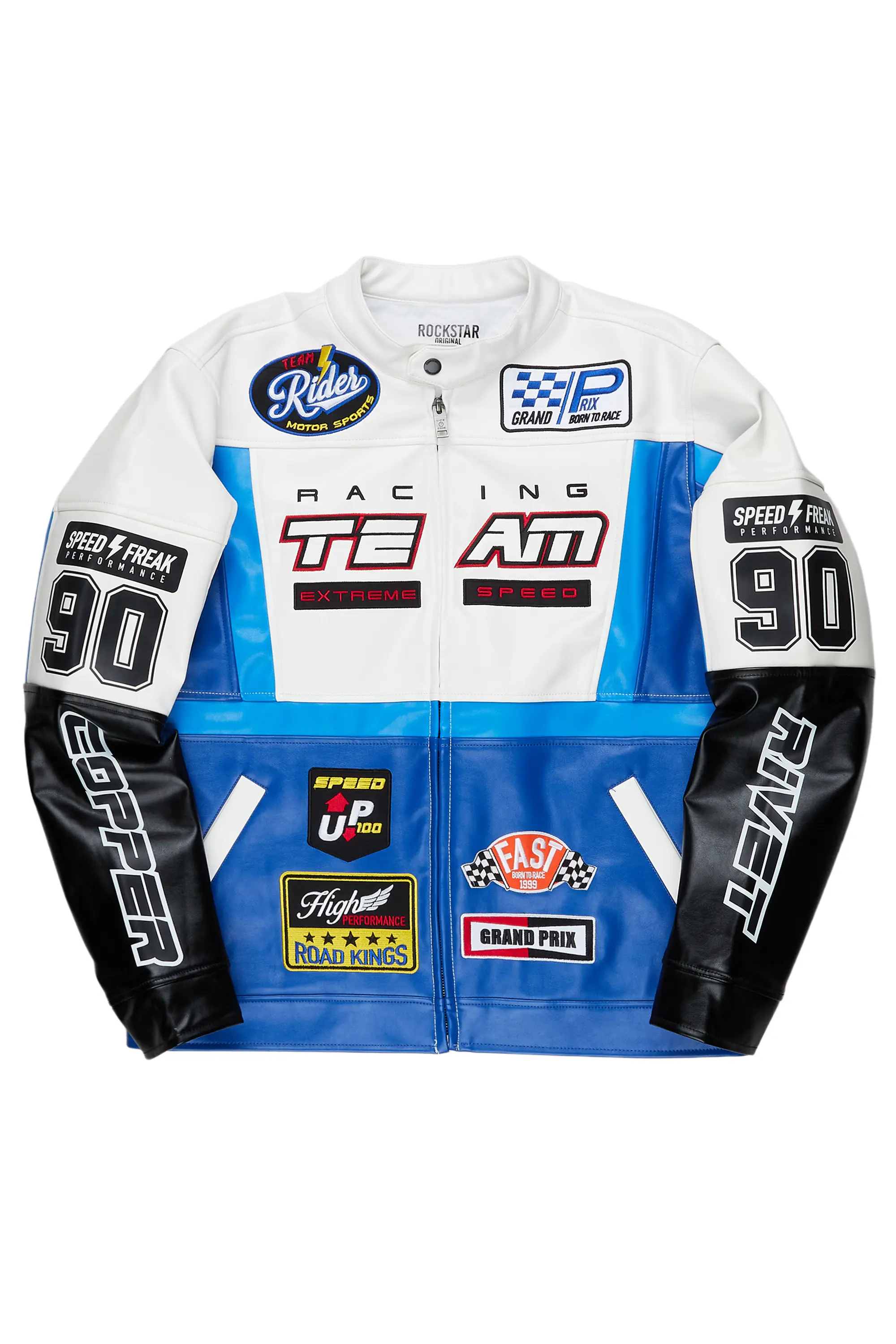 Madara Blue PU Leather Jacket - Image 2
