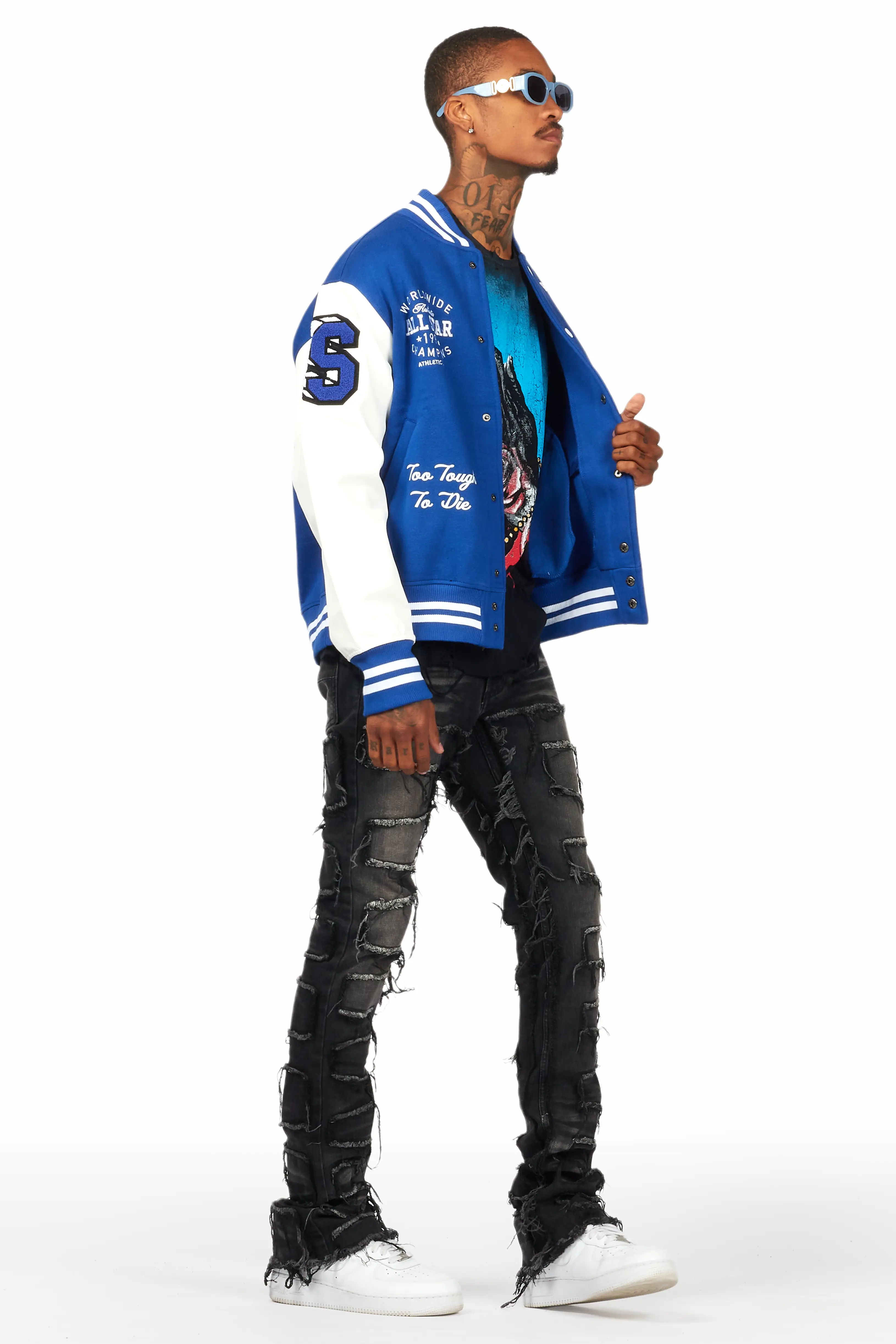 Tacey Royal Blue Varsity Jacket - Image 5