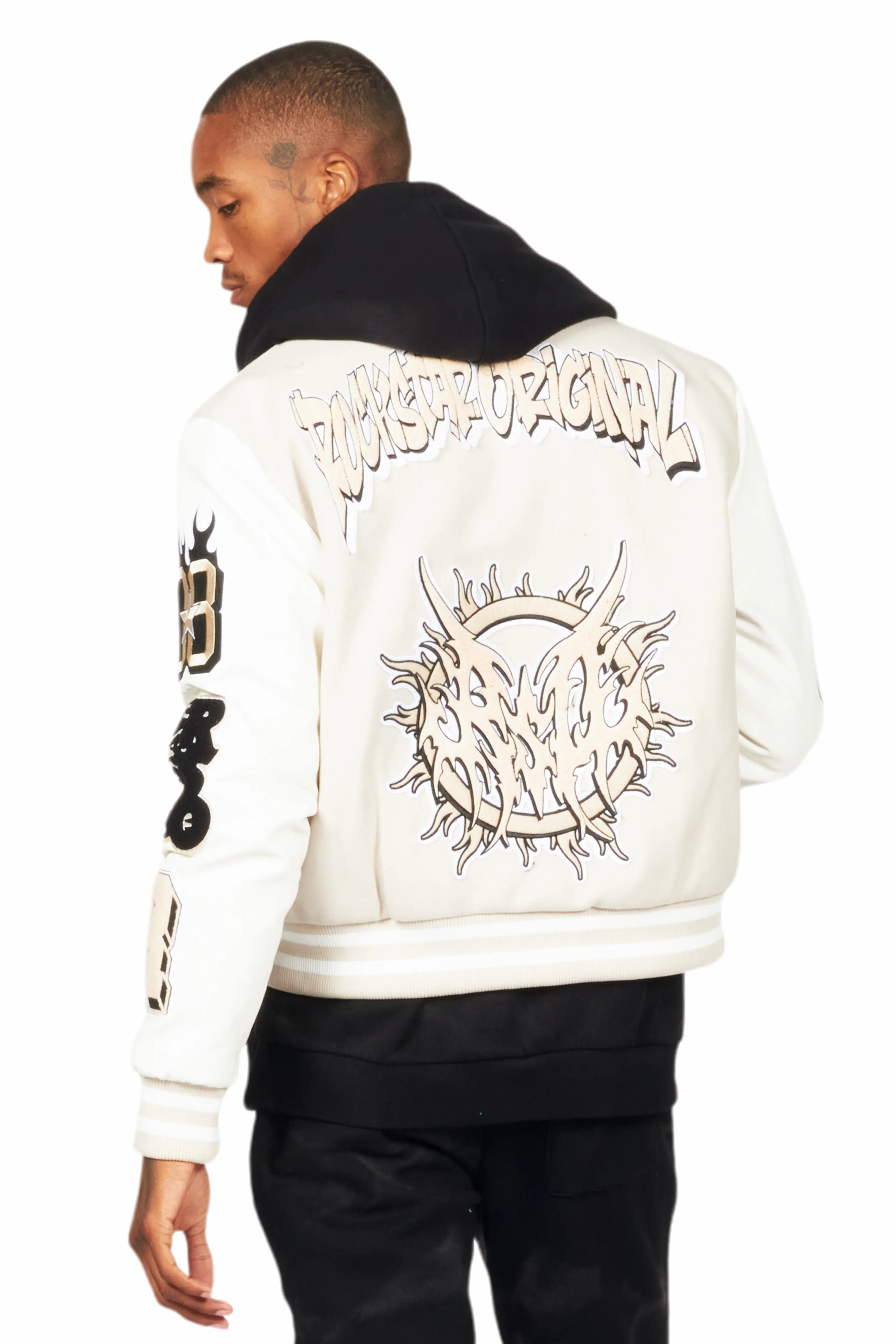 Fio Beige/White Varsity Jacket - Image 6