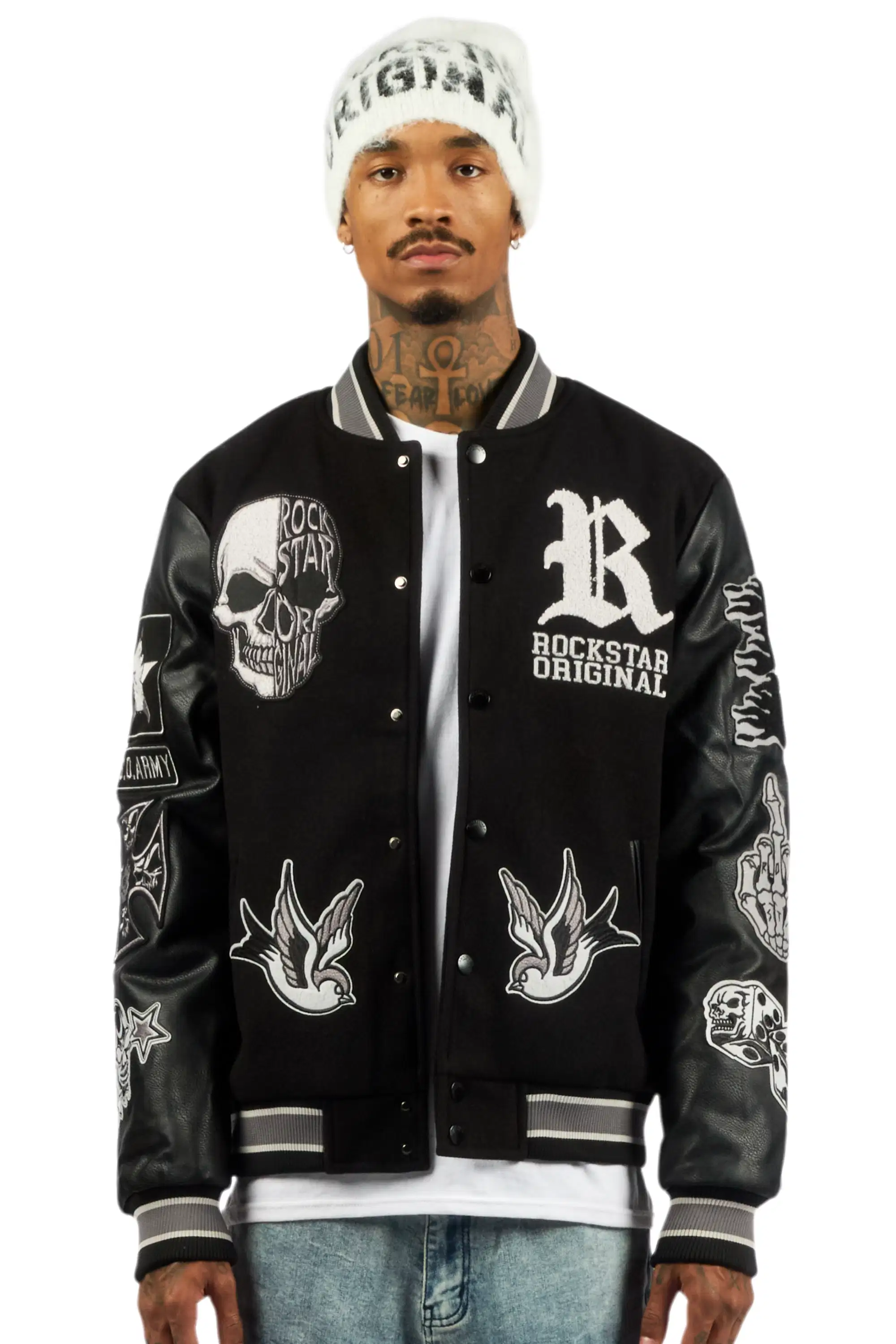 Vidar Black Varsity Jacket - Image 2