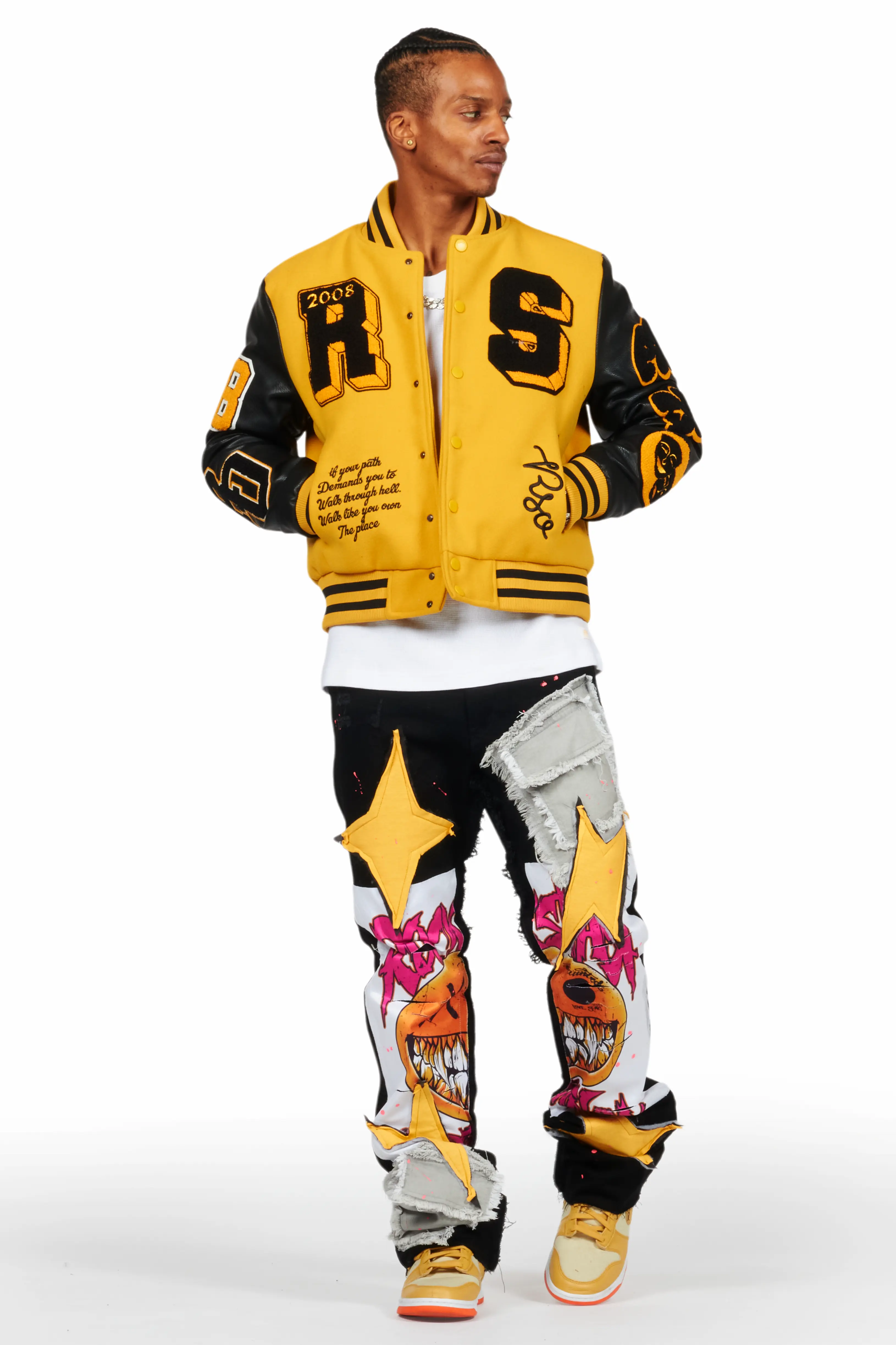 Leslaw Yellow/Black Varsity Jacket - Image 3