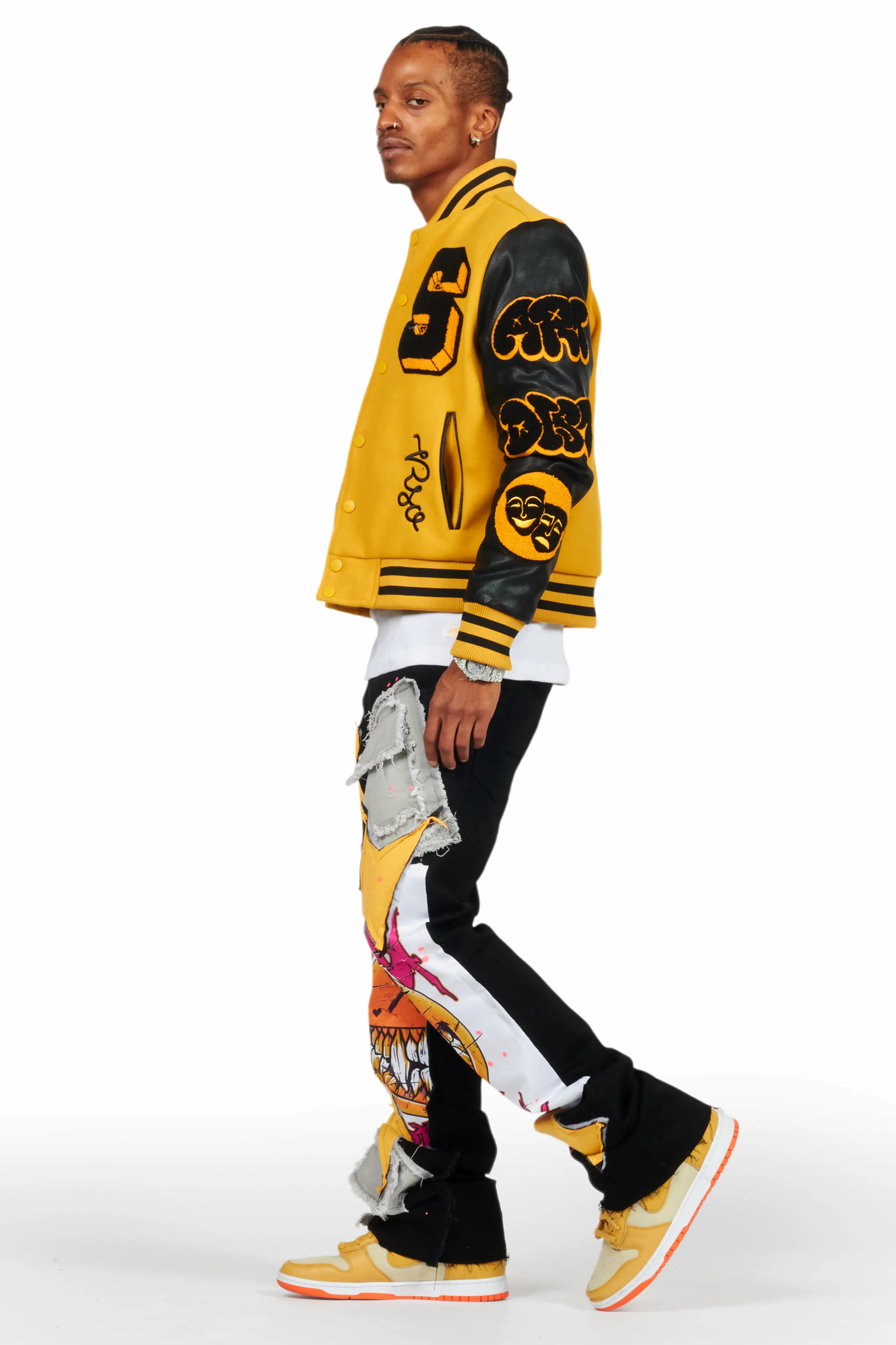Leslaw Yellow/Black Varsity Jacket - Image 4