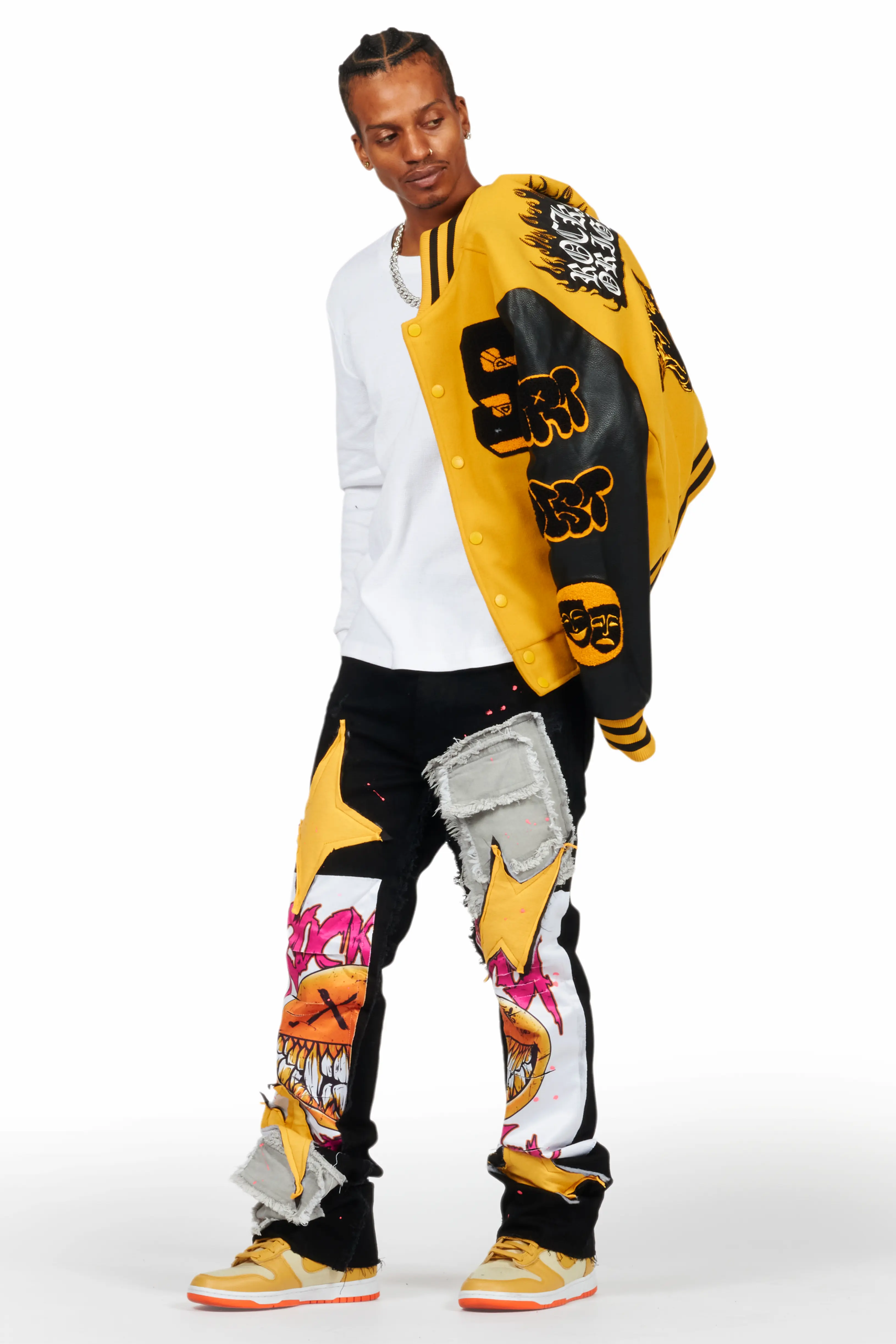 Leslaw Yellow/Black Varsity Jacket - Image 7