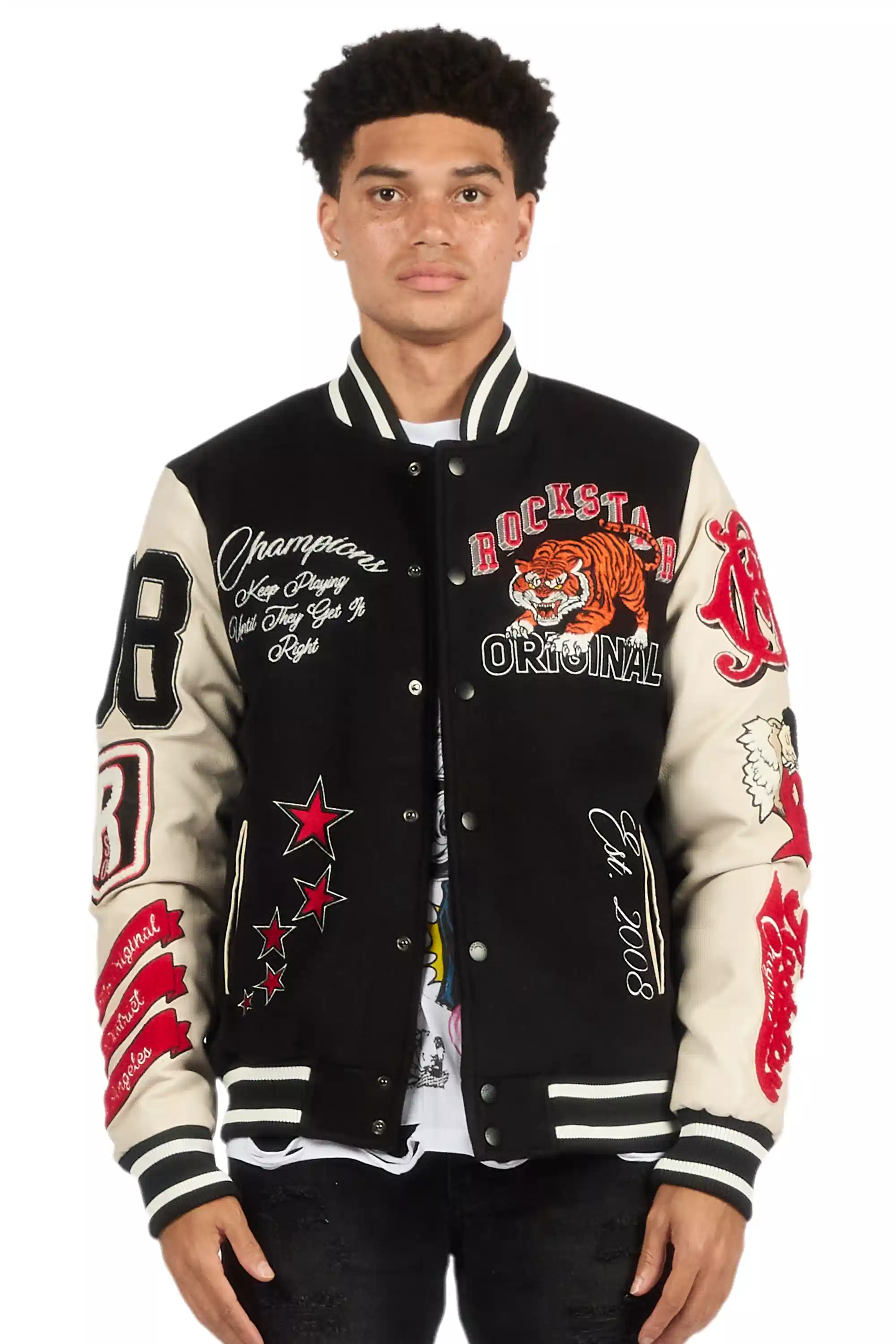 Alaric Black Varsity Jacket - Image 2