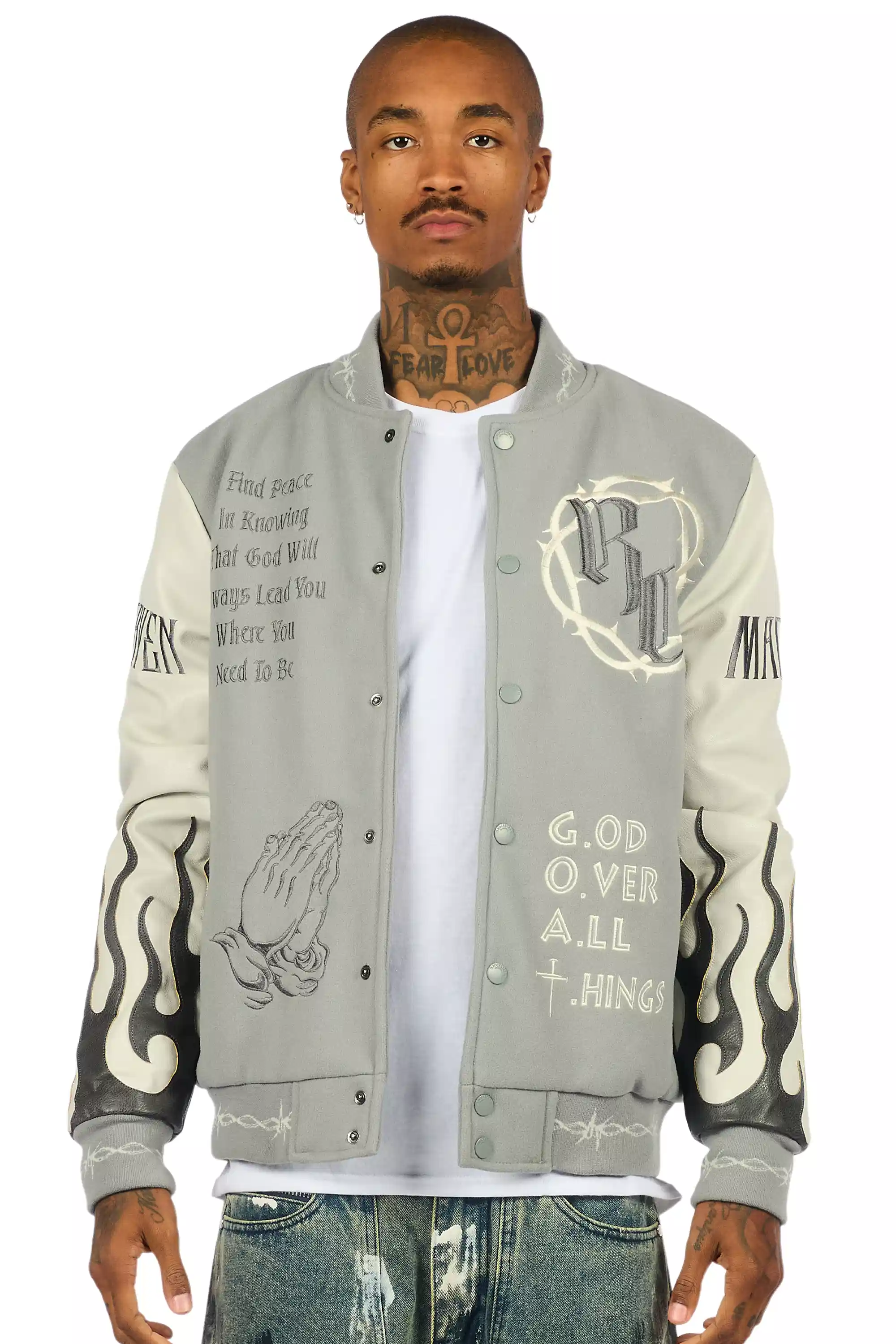 Caelus Grey Varsity Jacket - Image 3