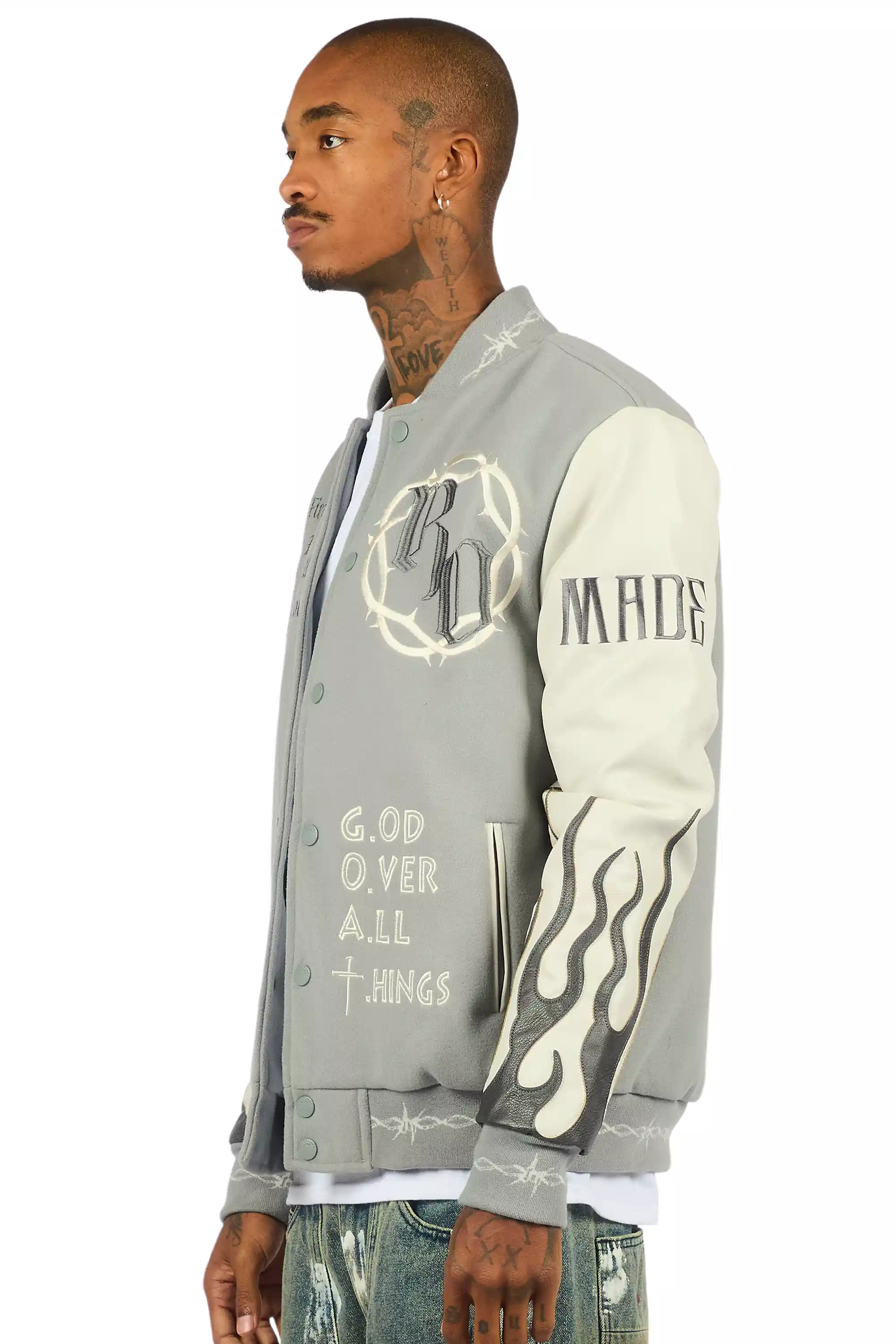 Caelus Grey Varsity Jacket - Image 5
