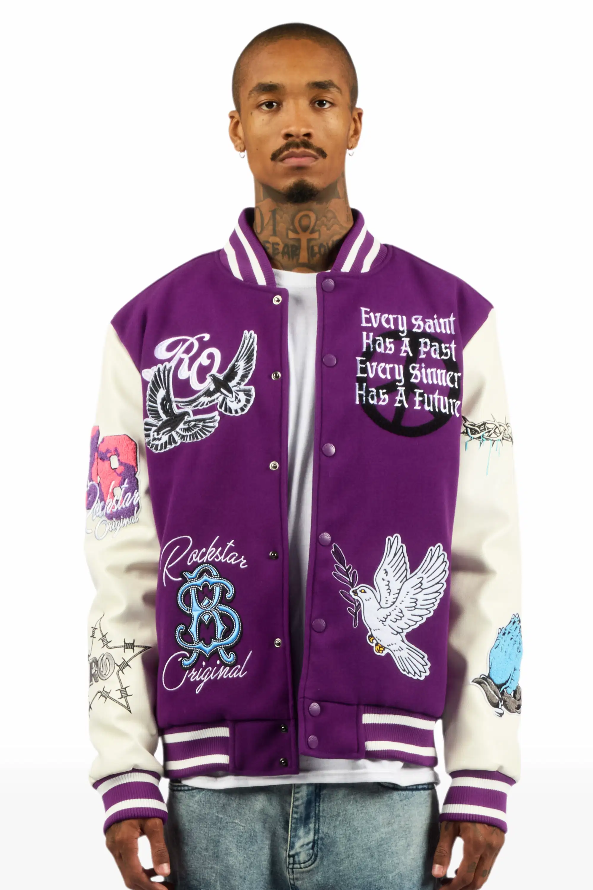 Warpath Purple Varsity Jacket - Image 2