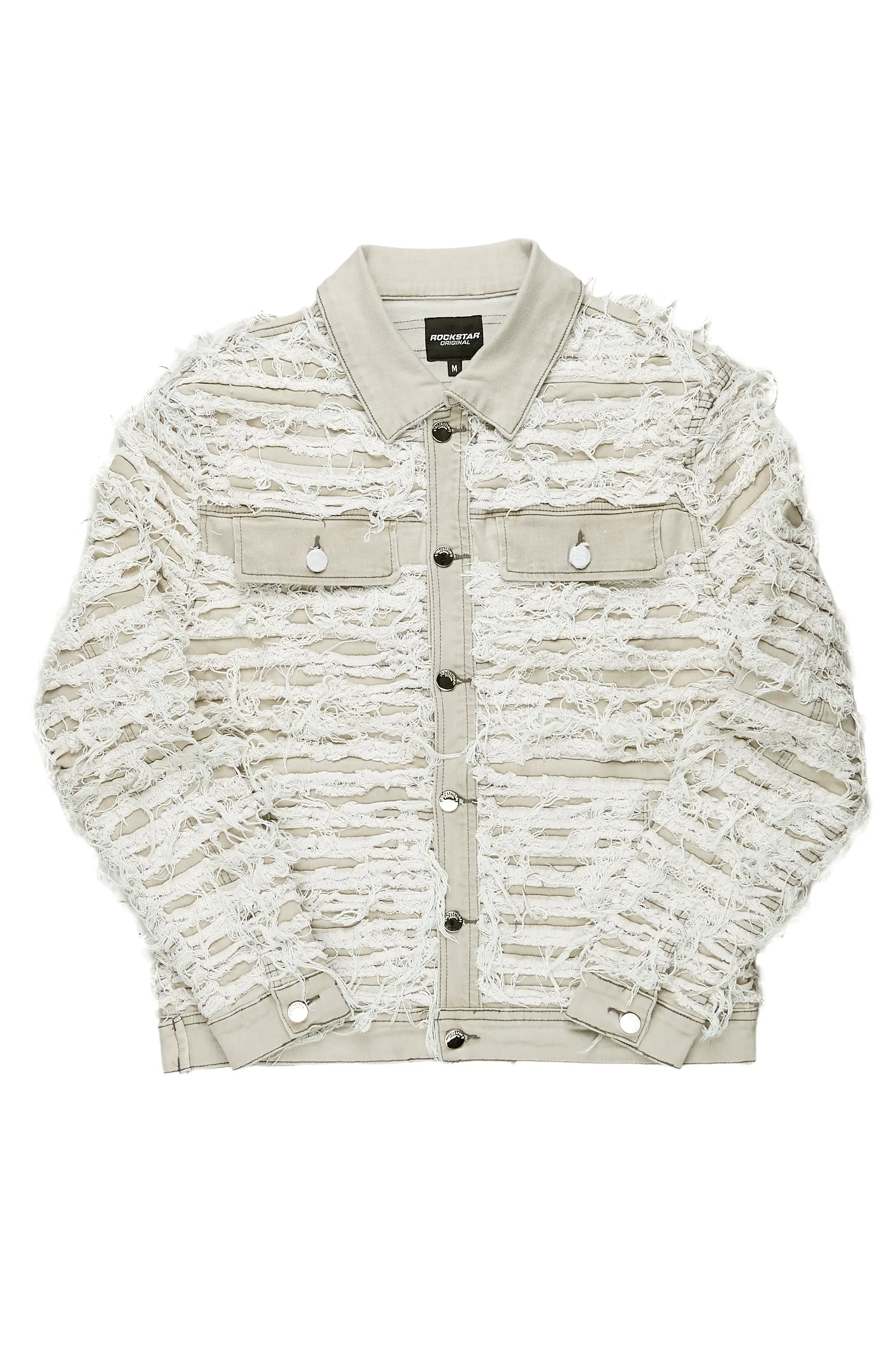 Ayan Grey Distressed Denim Jacket - Image 2