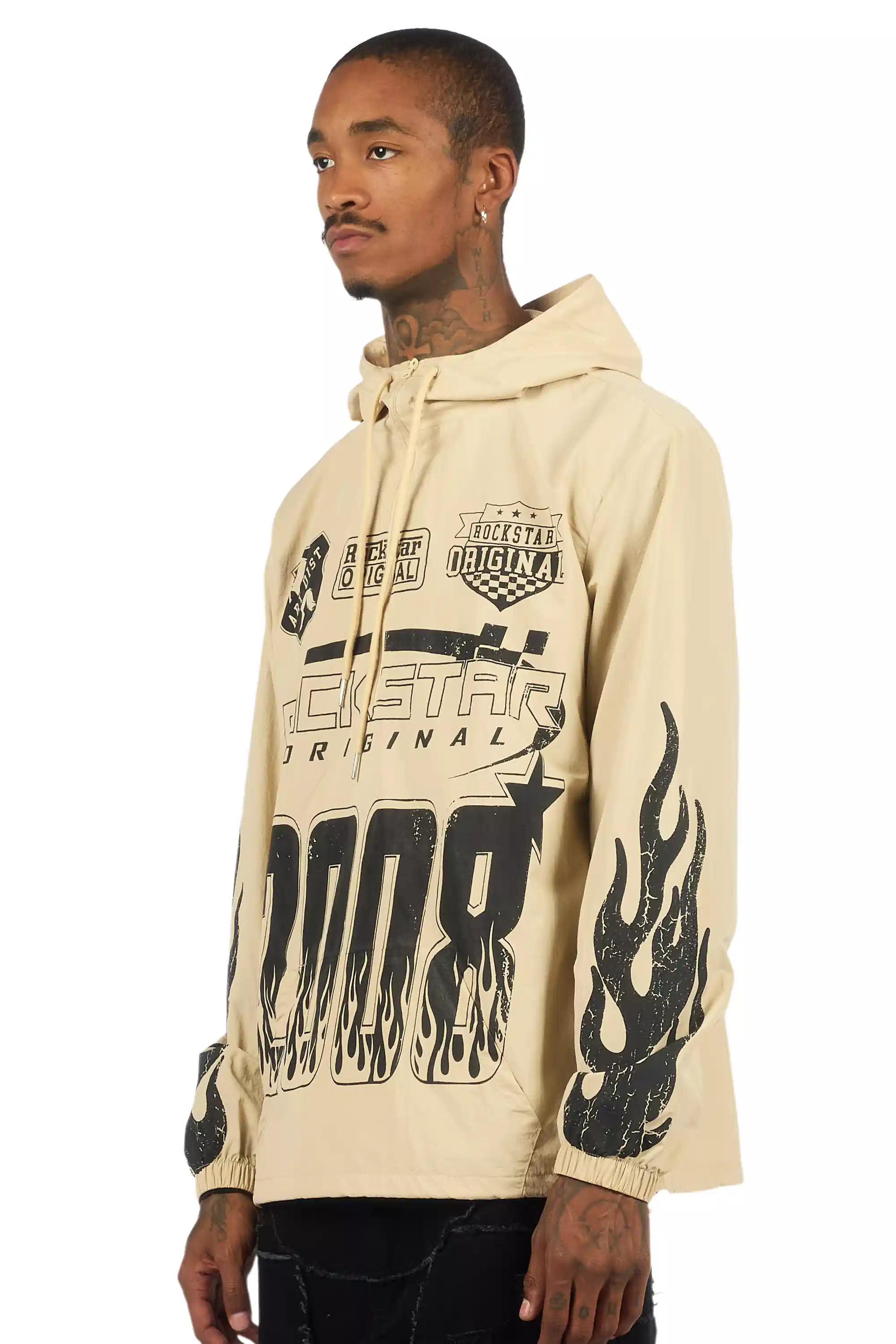 Amos Beige Graphic Windbreaker - Image 4