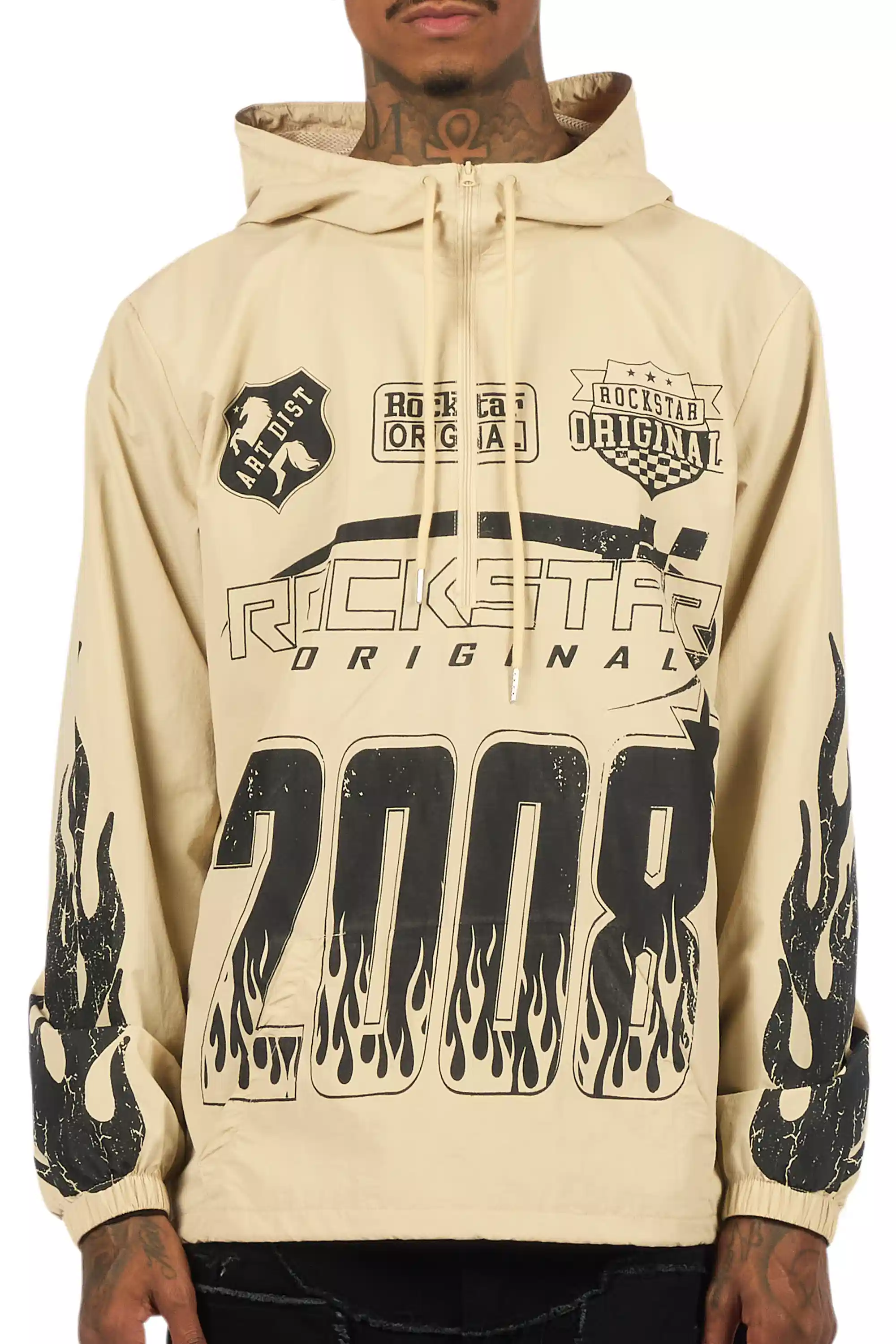 Amos Beige Graphic Windbreaker - Image 8
