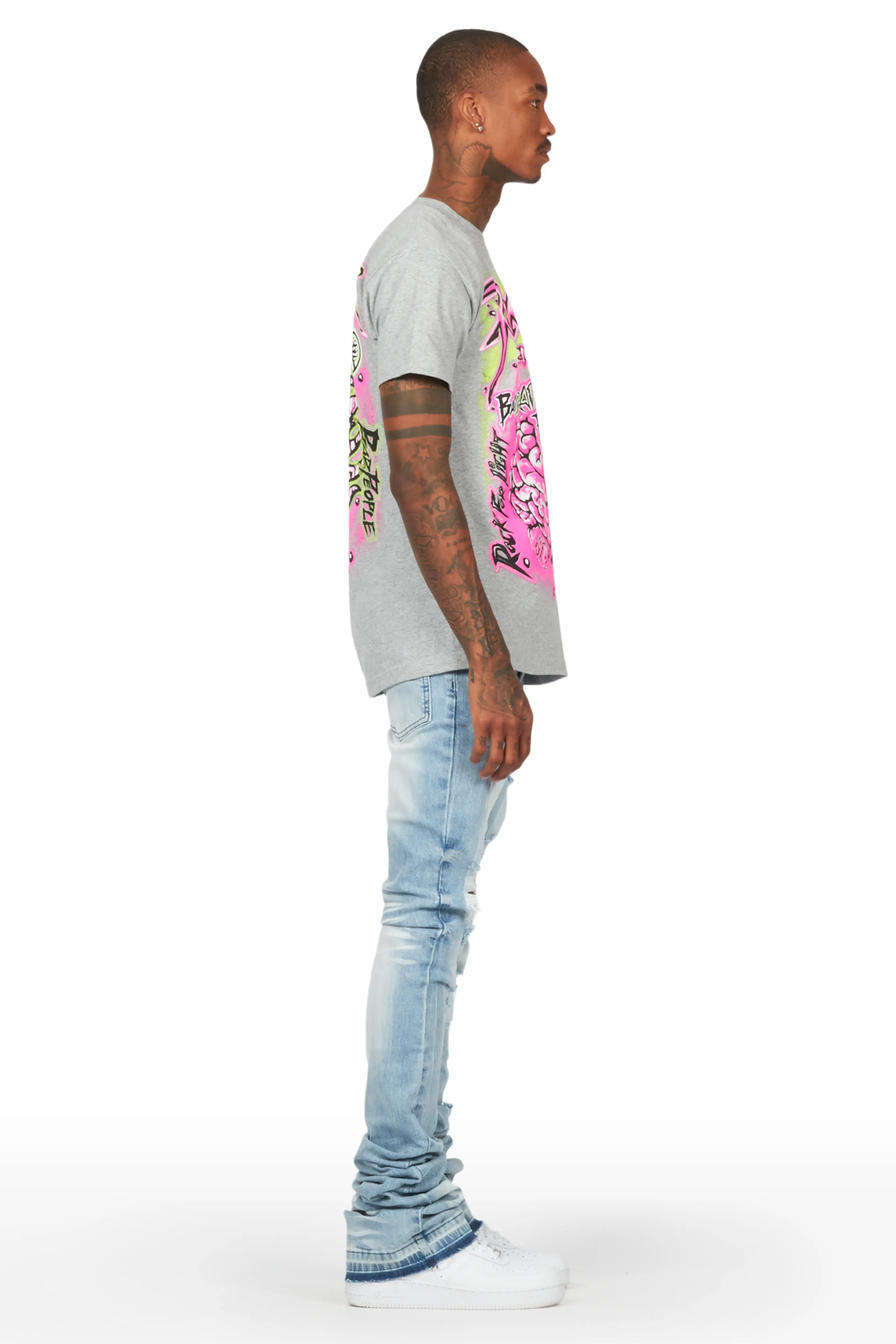 Zahir Blue Super Stacked Flare Jean - Image 4