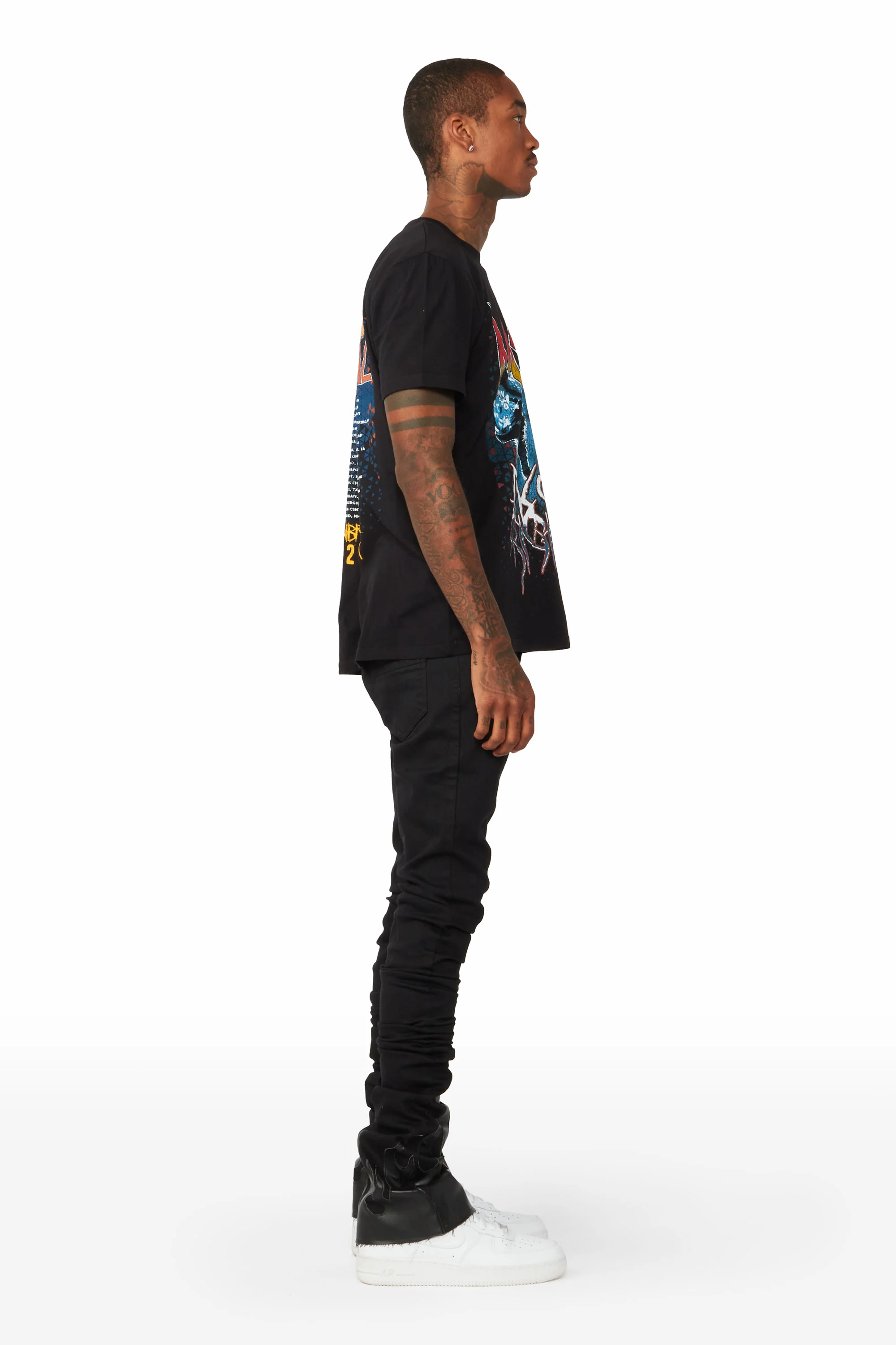 Davian Black Patchwork Super Stacked Flare Jean - Image 4