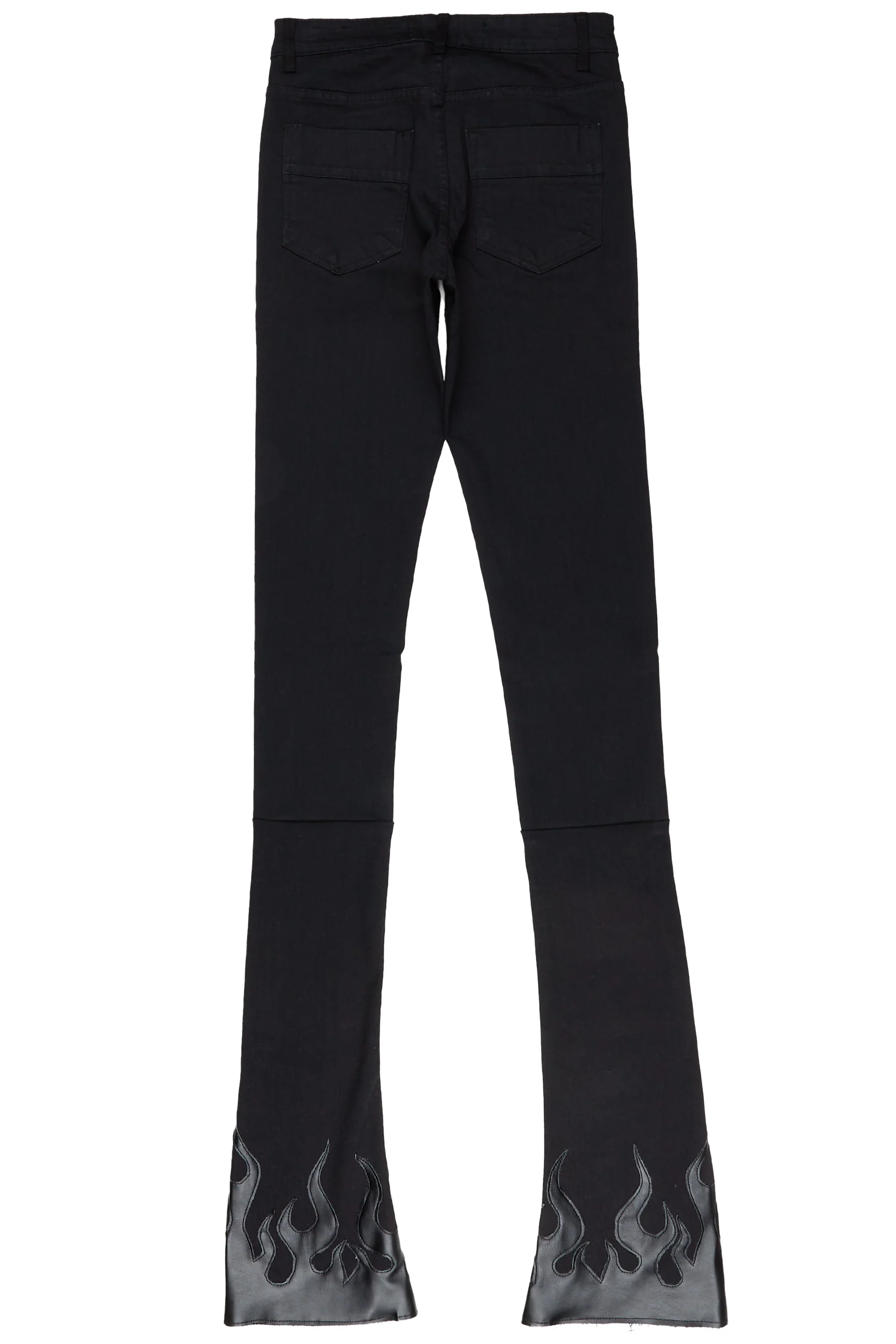Davian Black Patchwork Super Stacked Flare Jean - Image 8