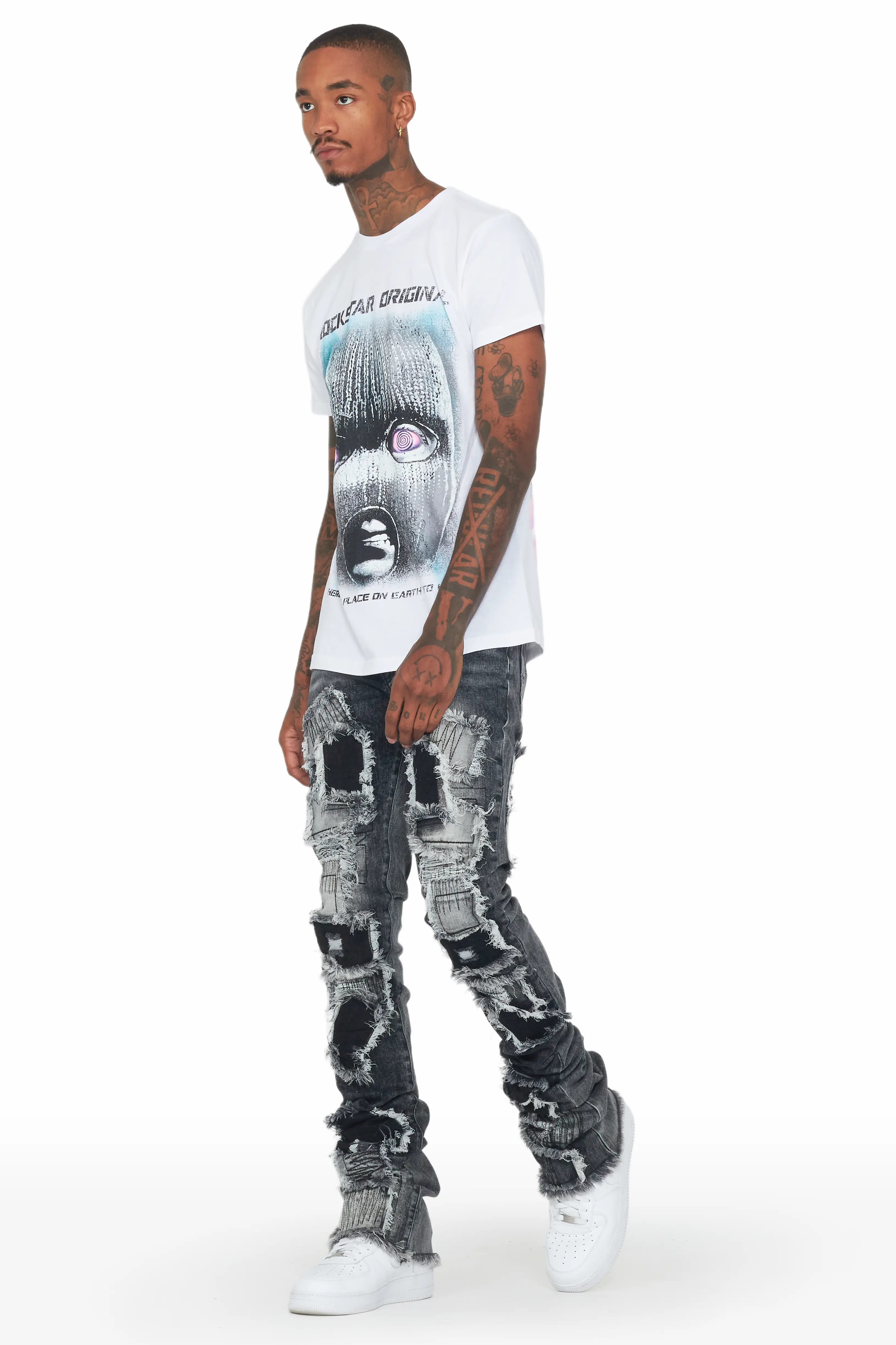 Camden Grey Super Stacked Flare Jean - Image 6