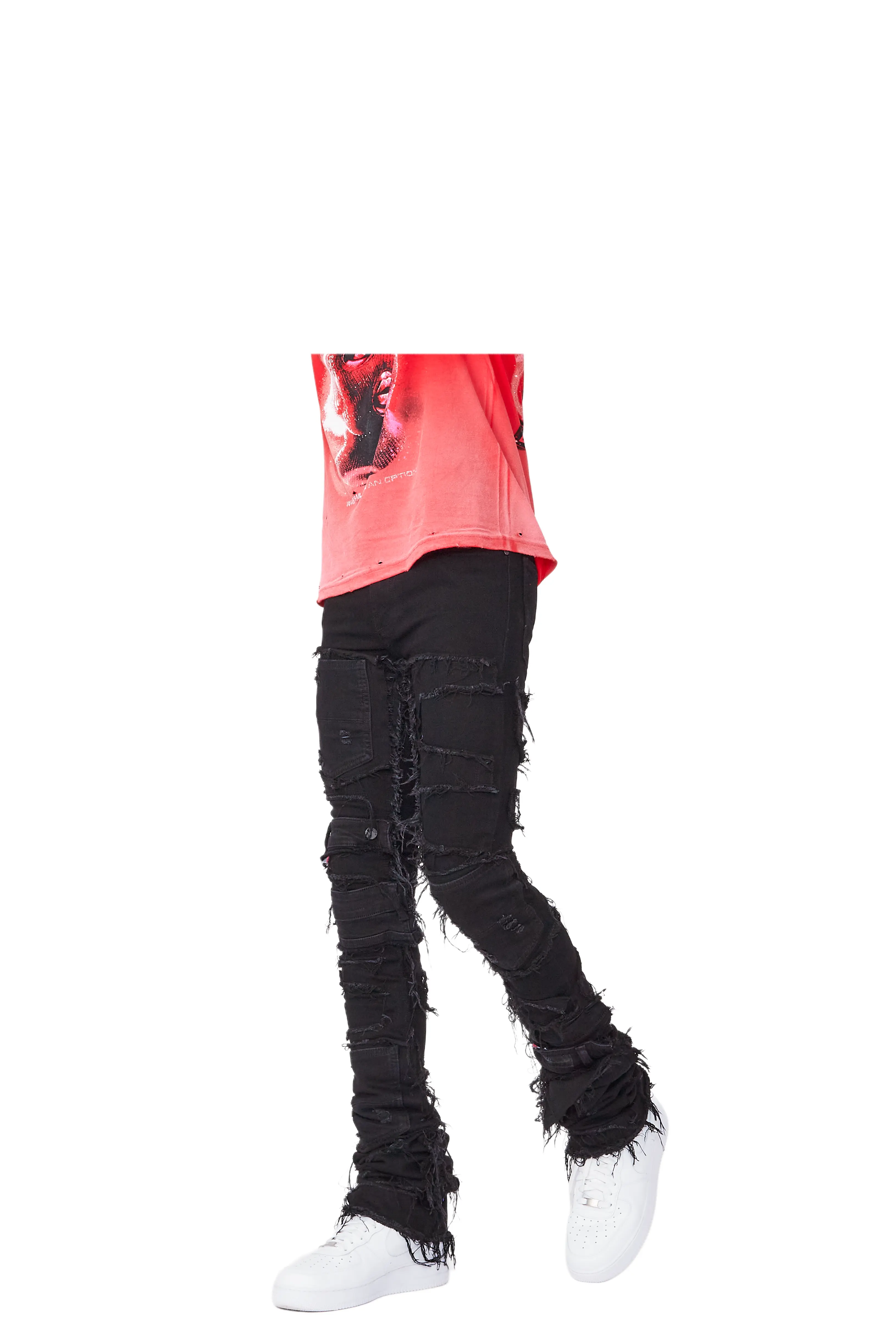 Cosette Black Patchwork Super Stacked Jean - Image 6
