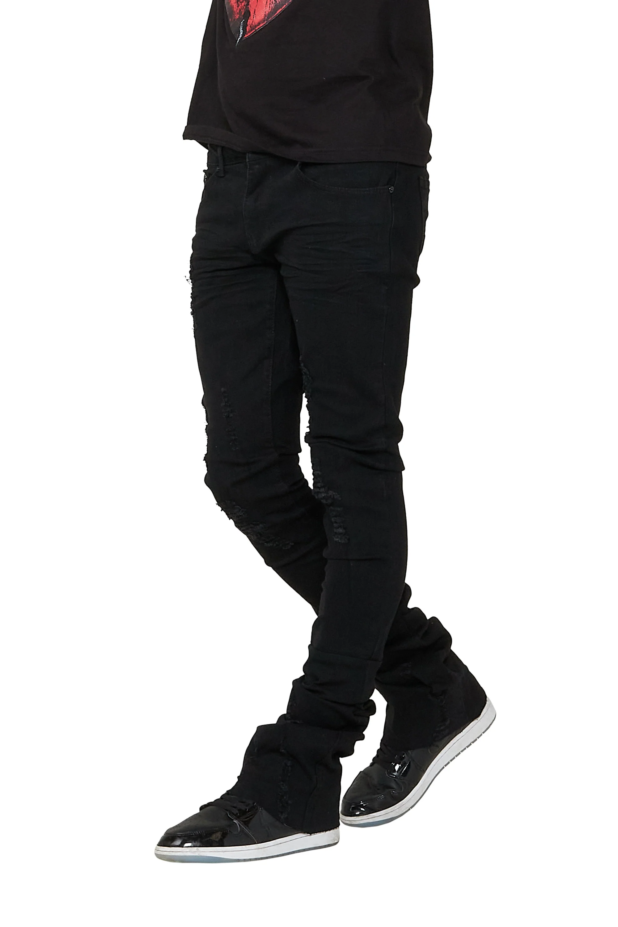 Hollis Black Super Stacked Flare Jean - Image 5