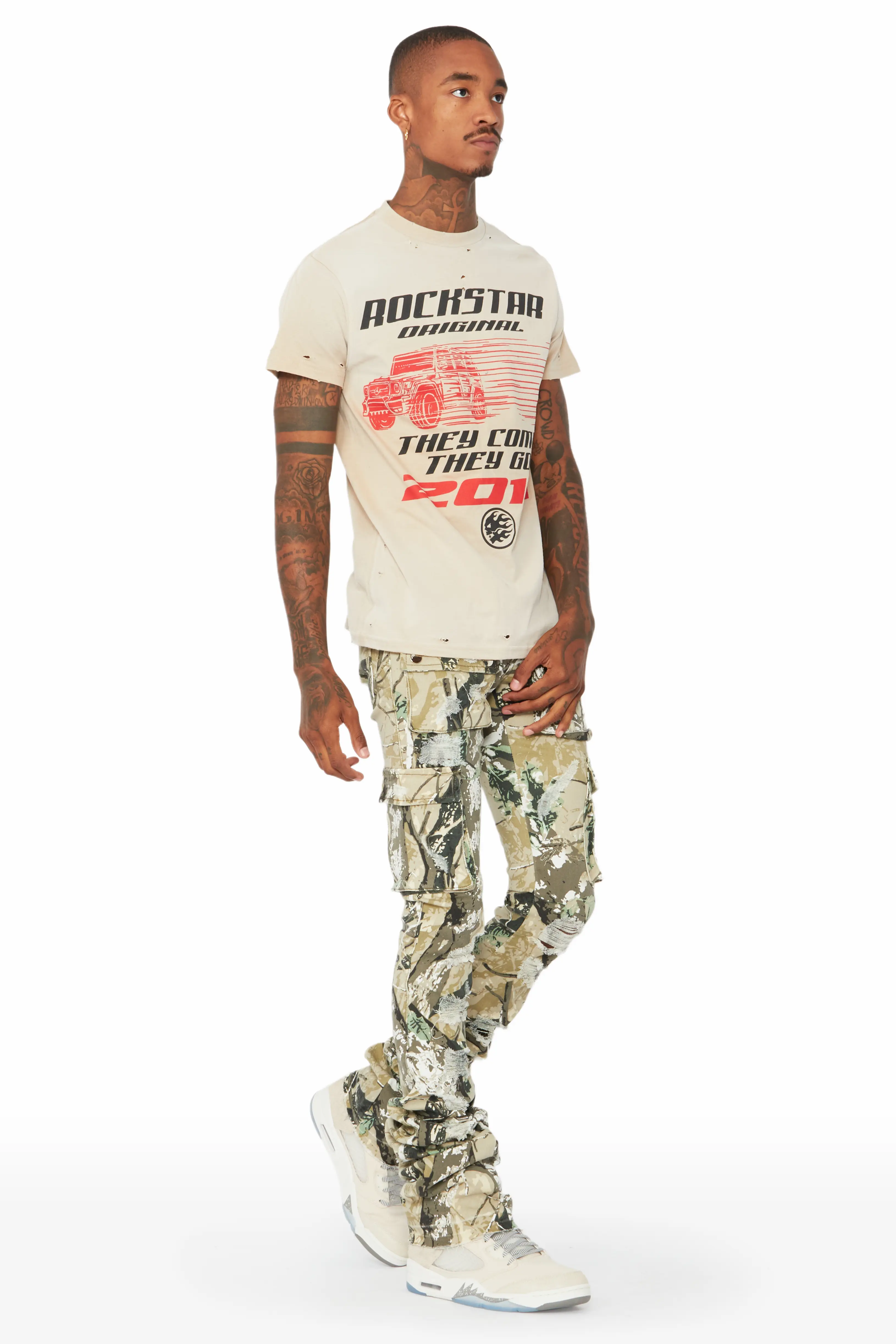 Zaire Tree Camo Cargo Super Stacked Flare Jean - Image 5