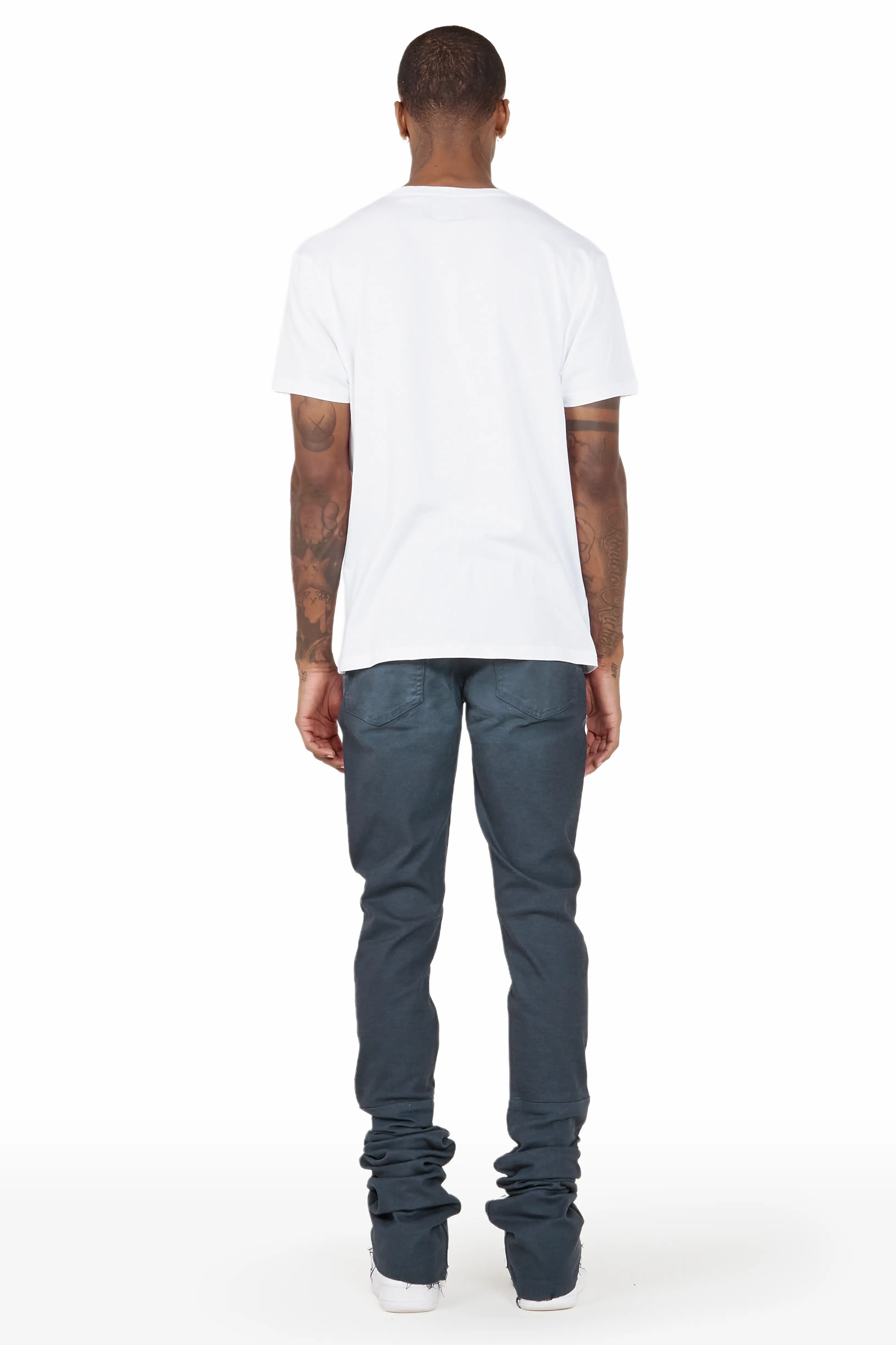 Filip Navy Super Stacked Flare Jean - Image 4