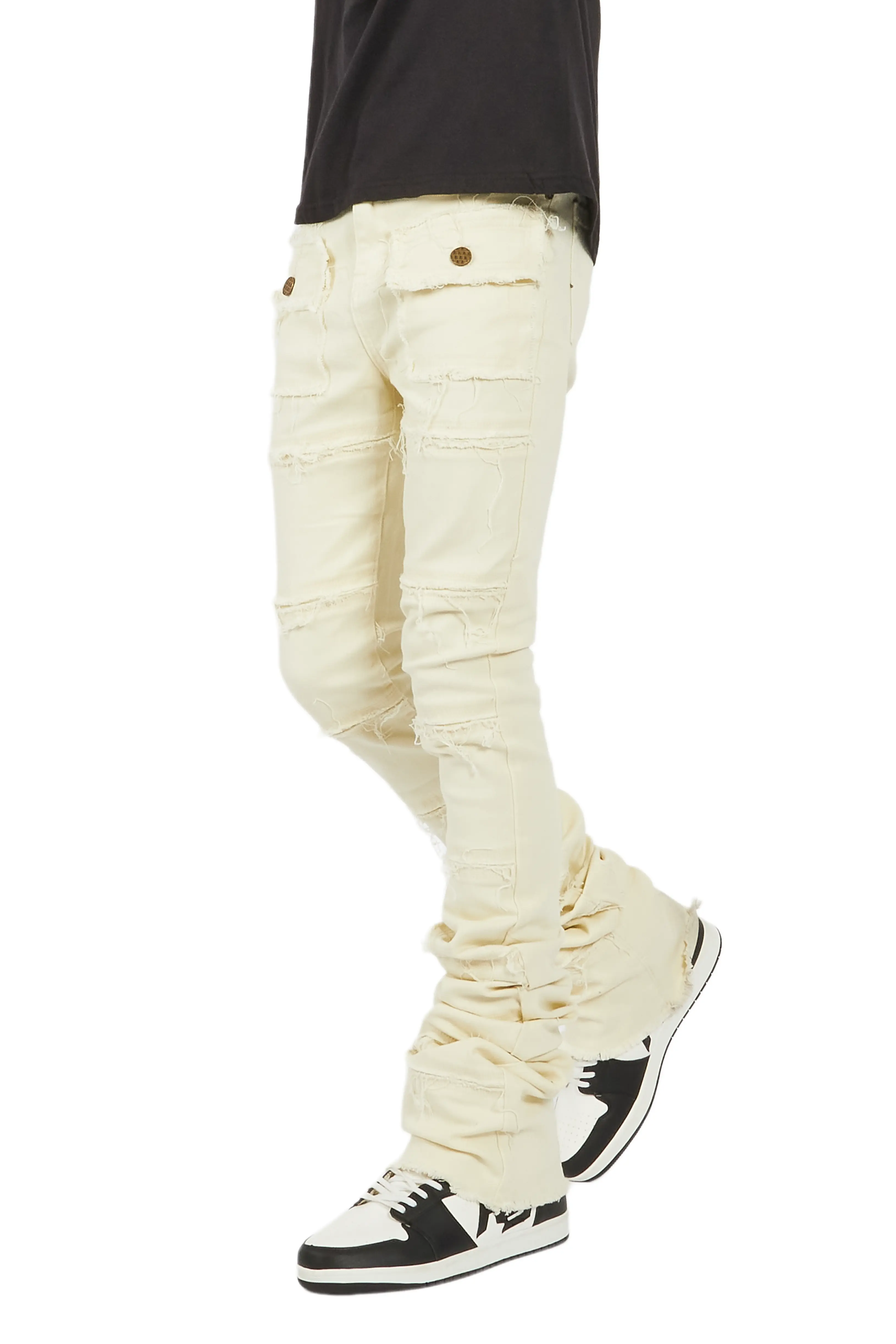 Zevon Cream Super Stacked Flare Jean - Image 9
