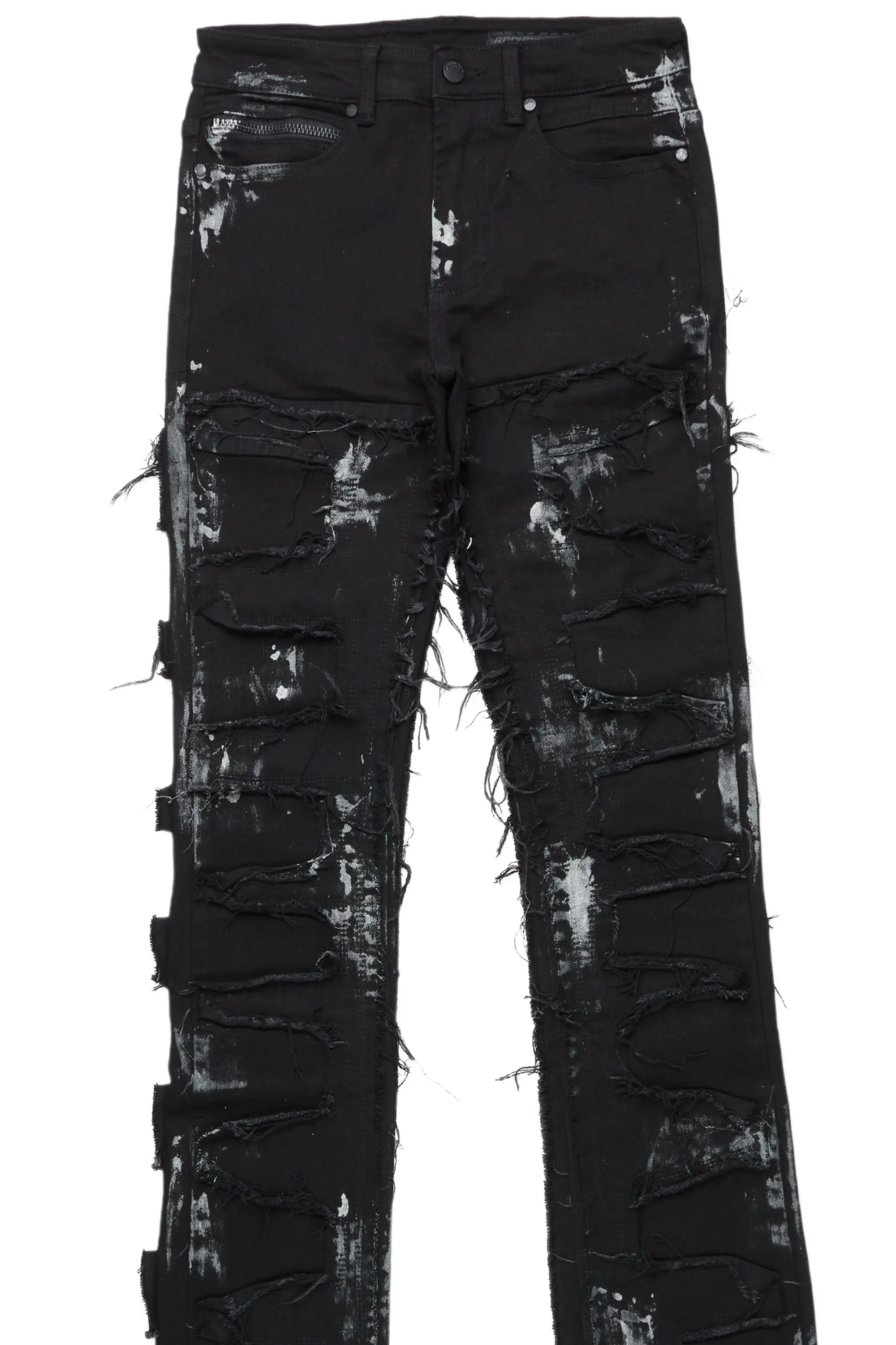 Paxx Black Super Stacked Flare Jean - Image 3