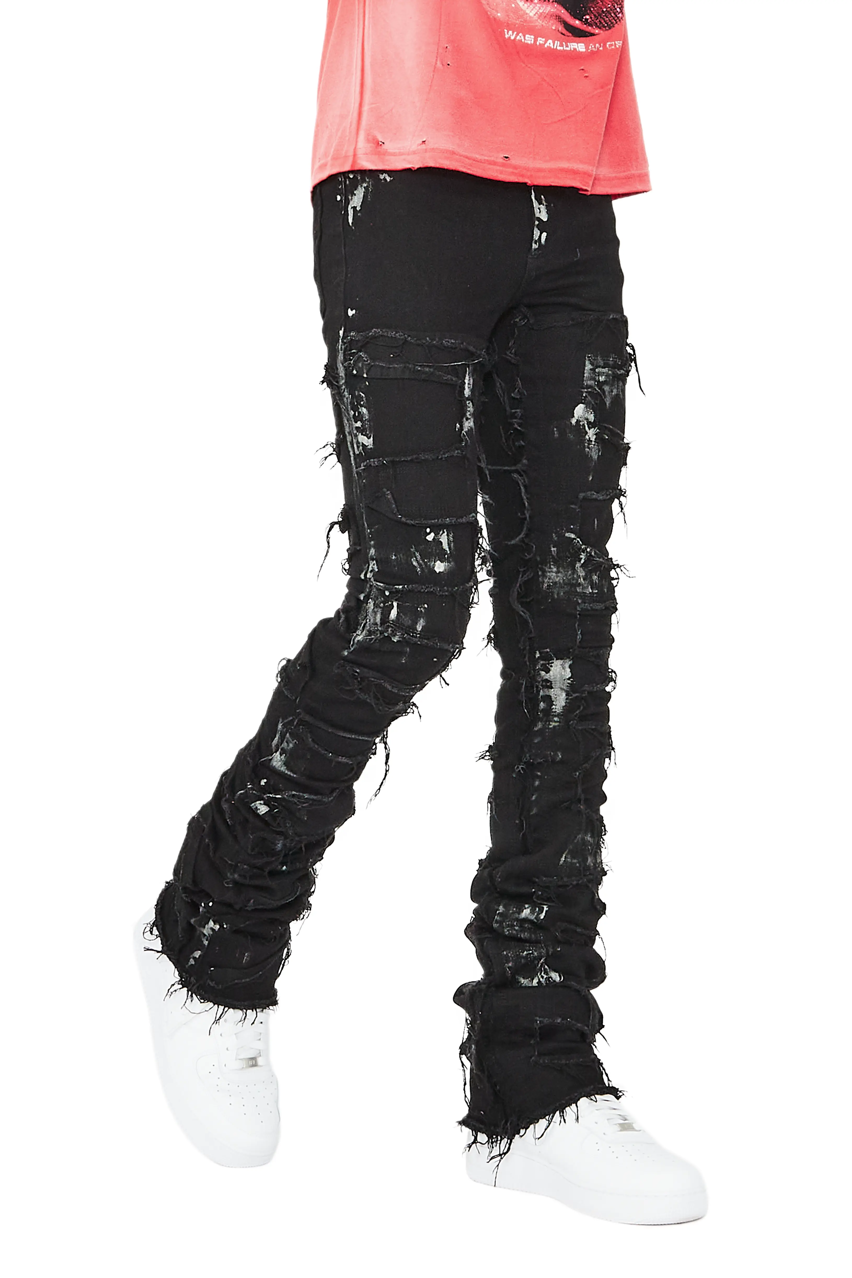 Paxx Black Super Stacked Flare Jean - Image 5