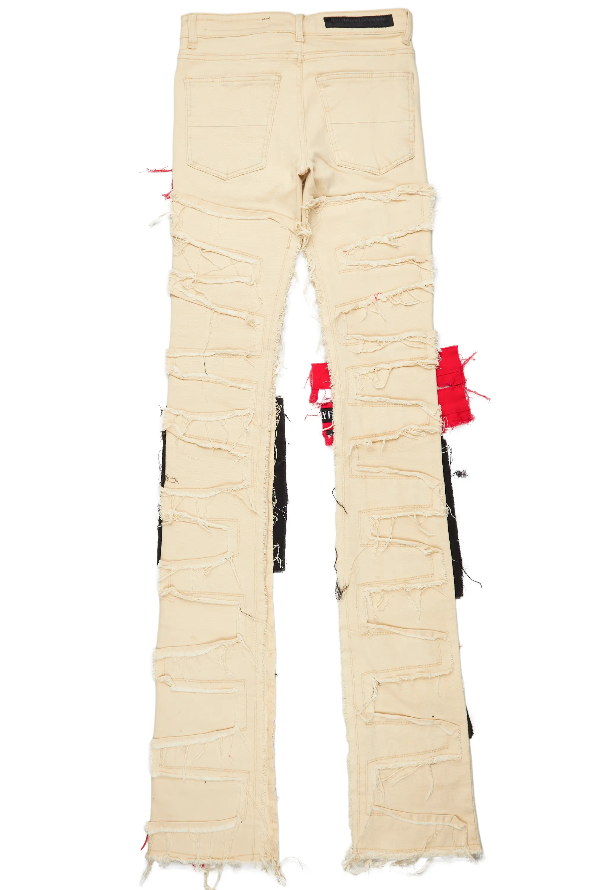 Arlo Beige Patchwork Super Stacked Jean - Image 8