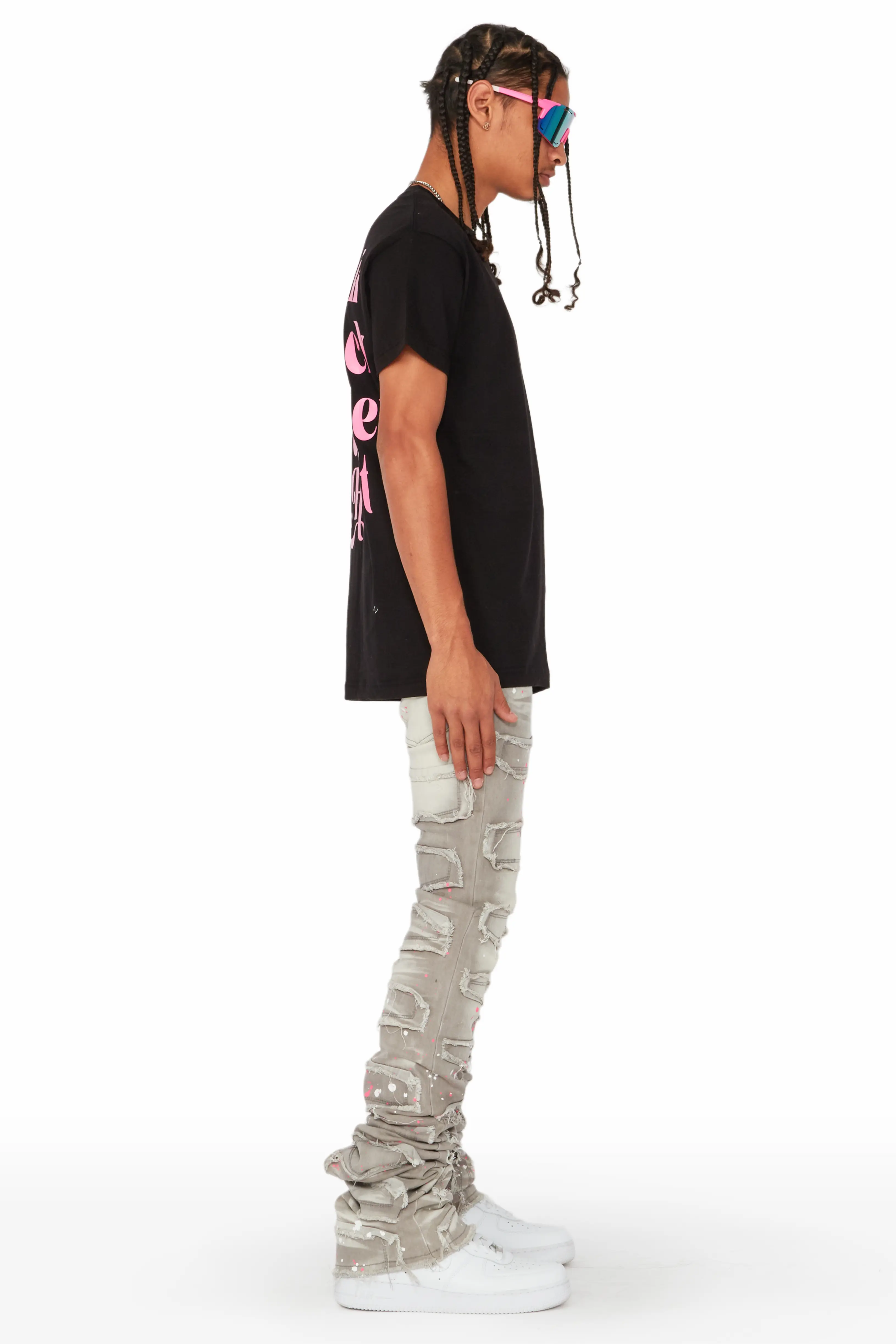 Niall Grey/Pink Painter Super Stacked Jean - Image 4