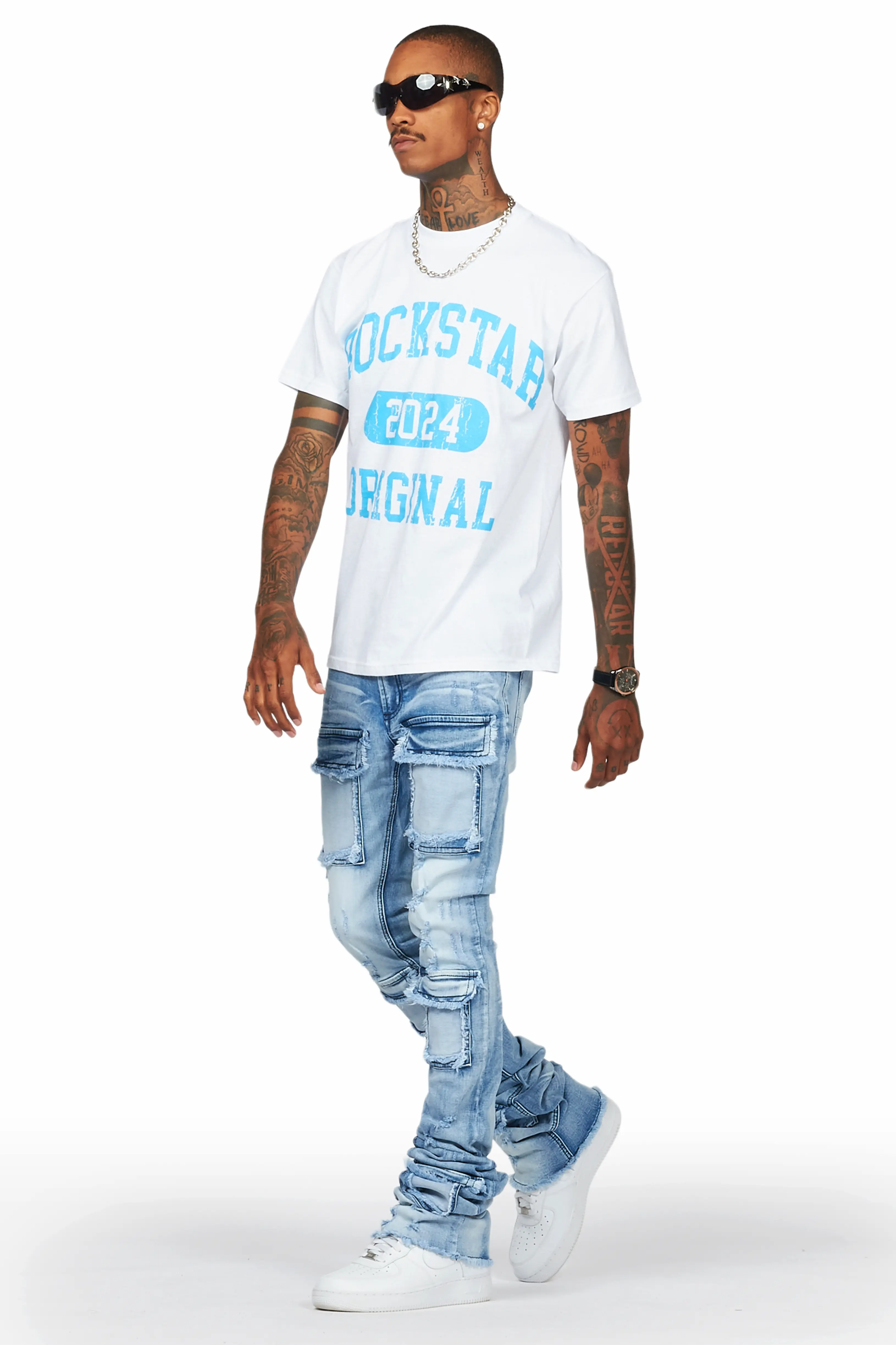 Japoo Blue Super Stacked Flare Jean - Image 7