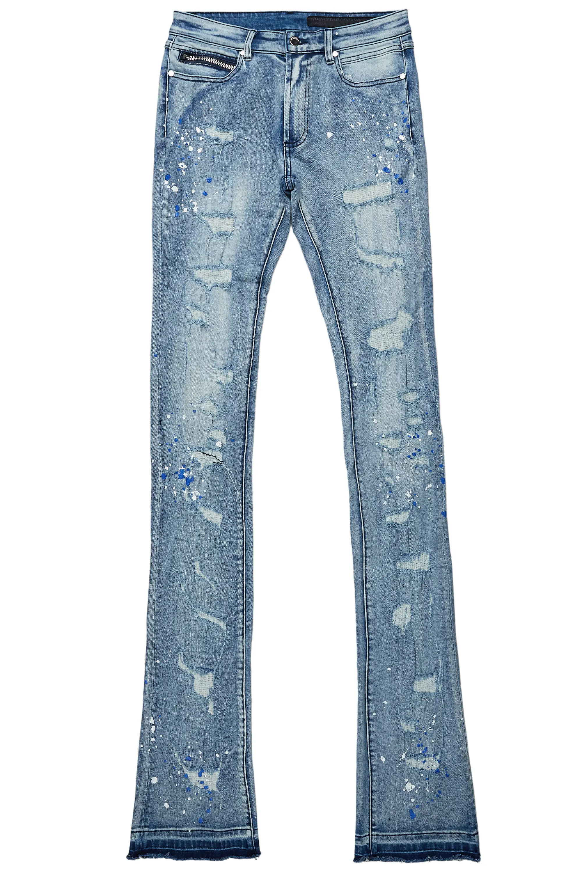 Nolan Blue Painter Super Stacked Flare Jean - Image 2