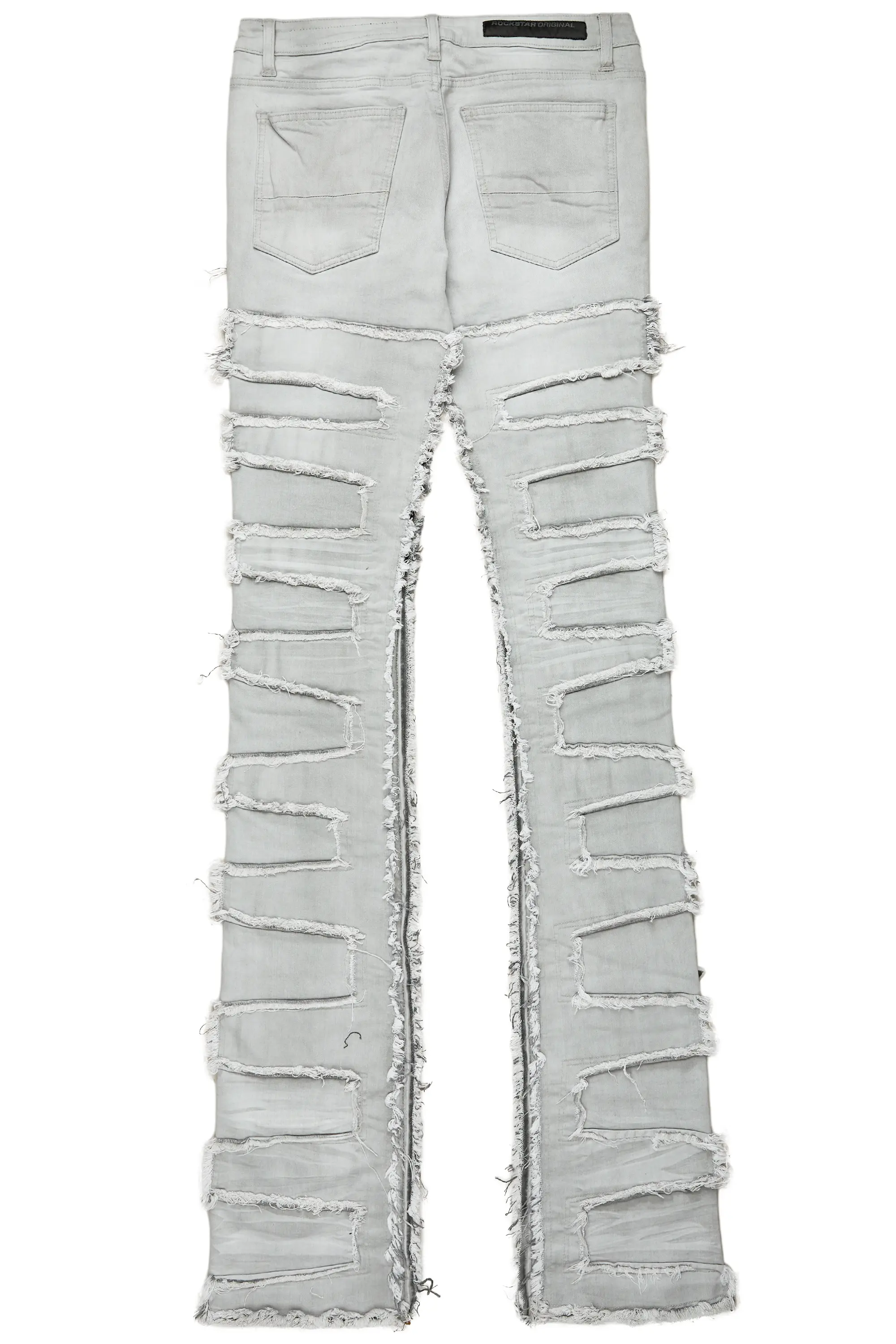 Vinson Dark Grey Patchwork Super Stacked Flare Jean - Image 9