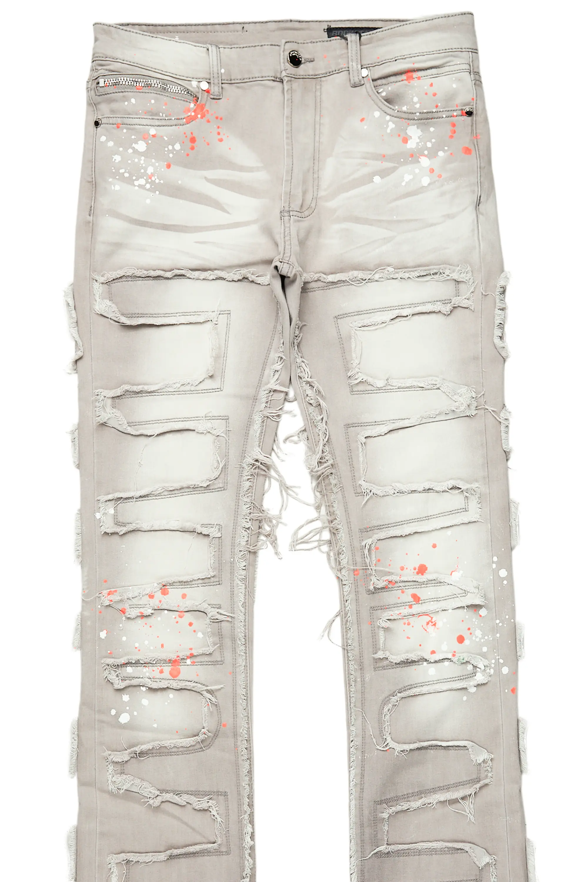 Macon Grey/Orange Painter Super Stacked Flare Jean - Image 8