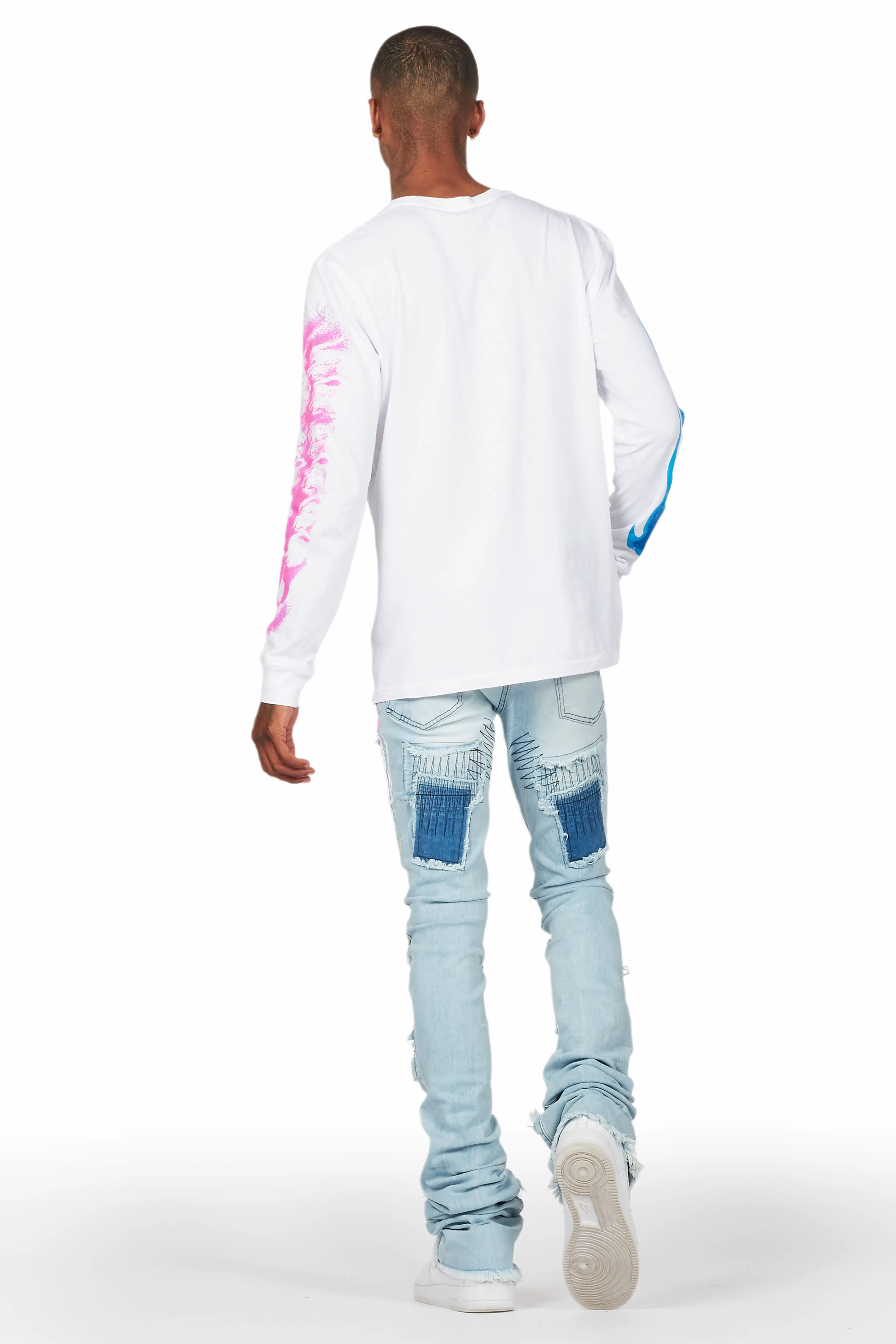 Dallon Blue Painter Super Stacked Flare Jean - Image 6