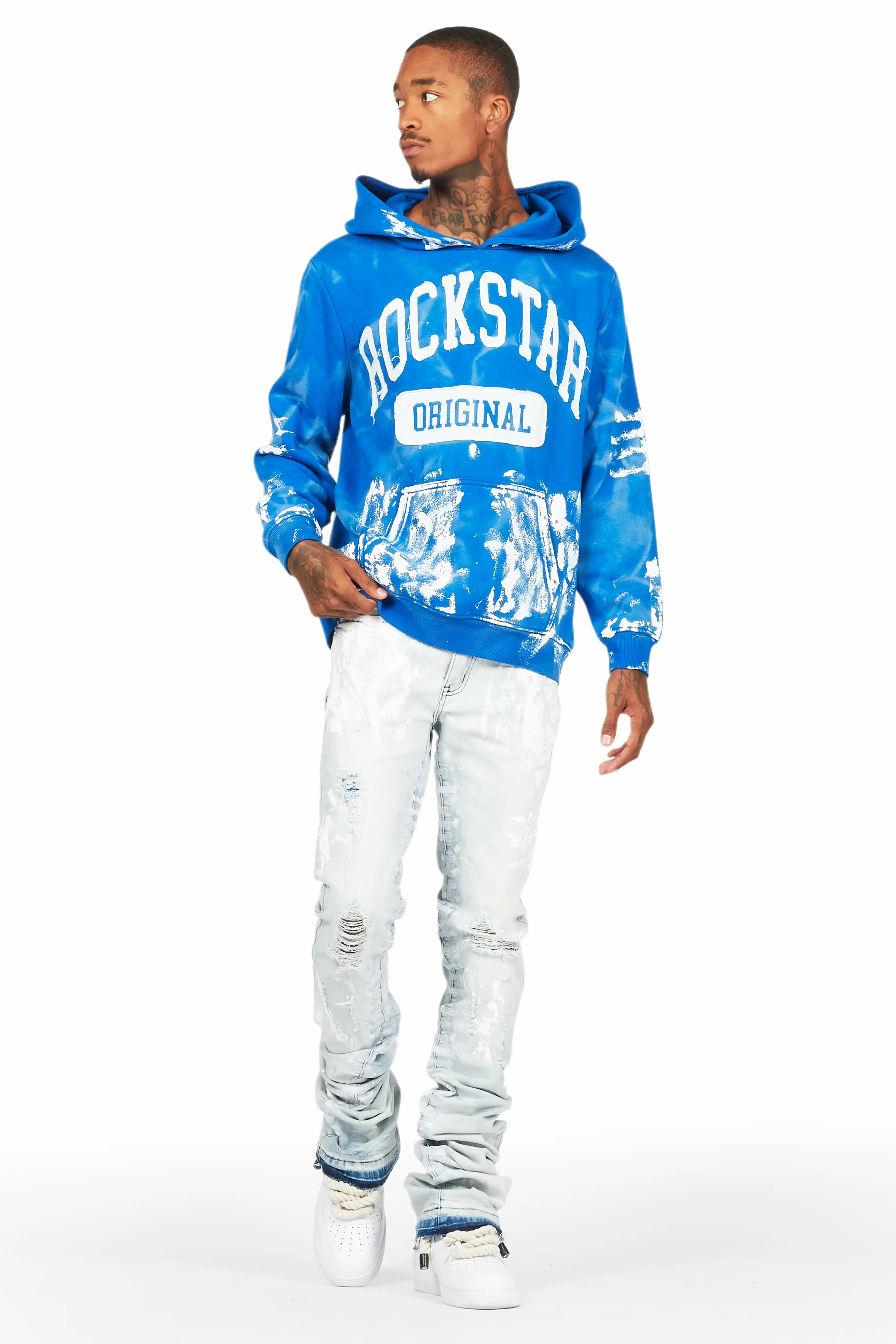 Datu Blue Painter Super Stacked Flare Jean - Image 3