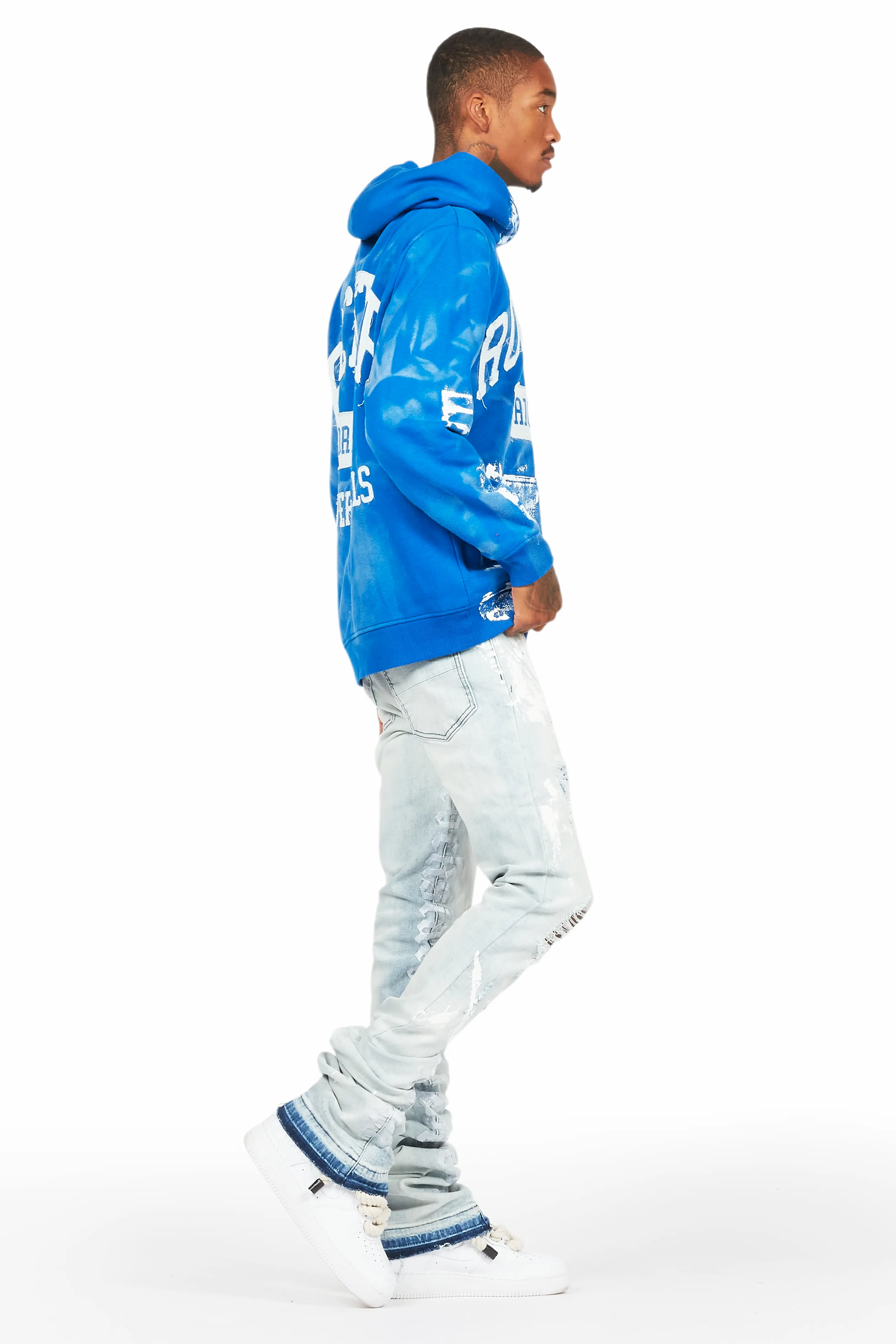 Datu Blue Painter Super Stacked Flare Jean - Image 4