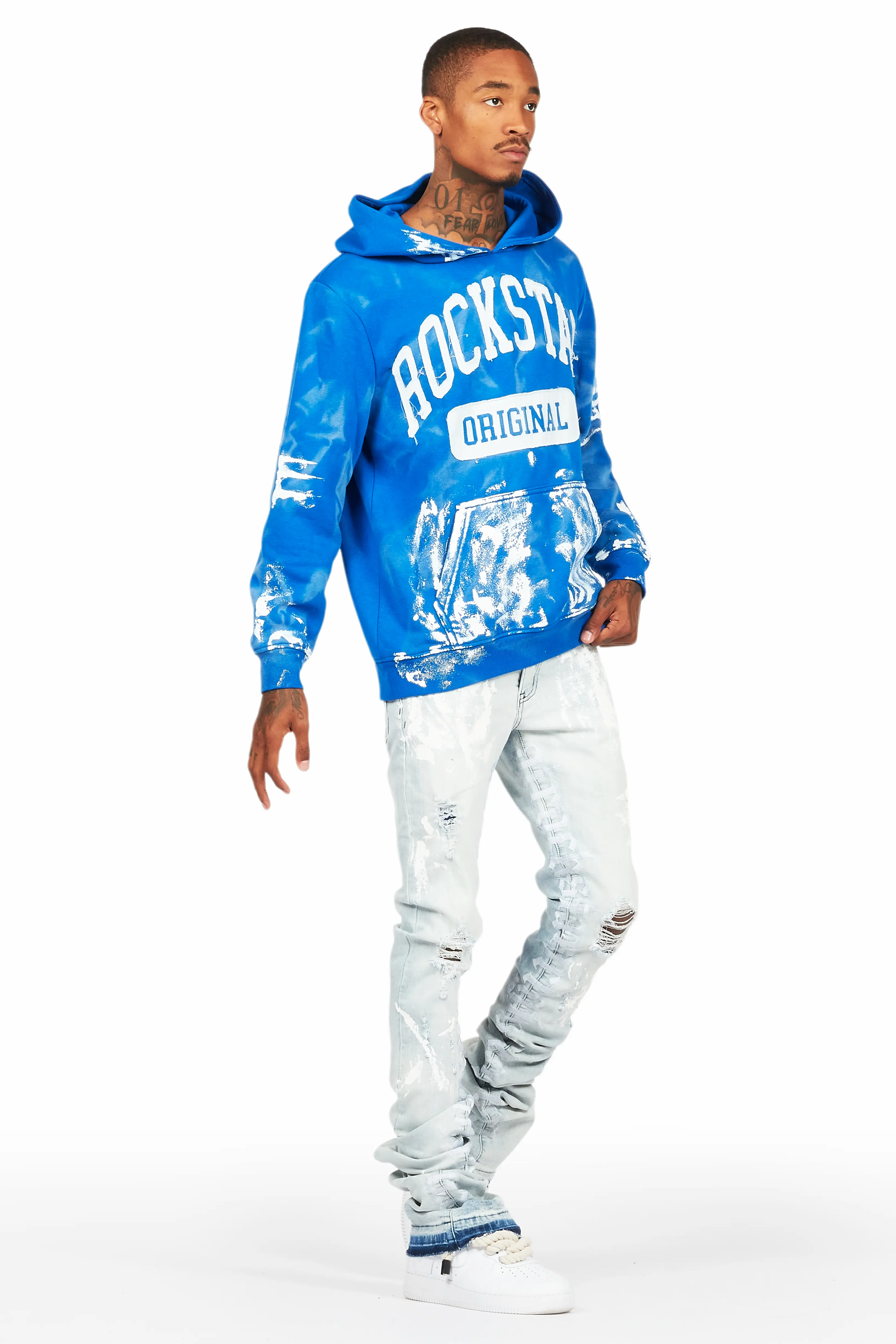 Datu Blue Painter Super Stacked Flare Jean - Image 7