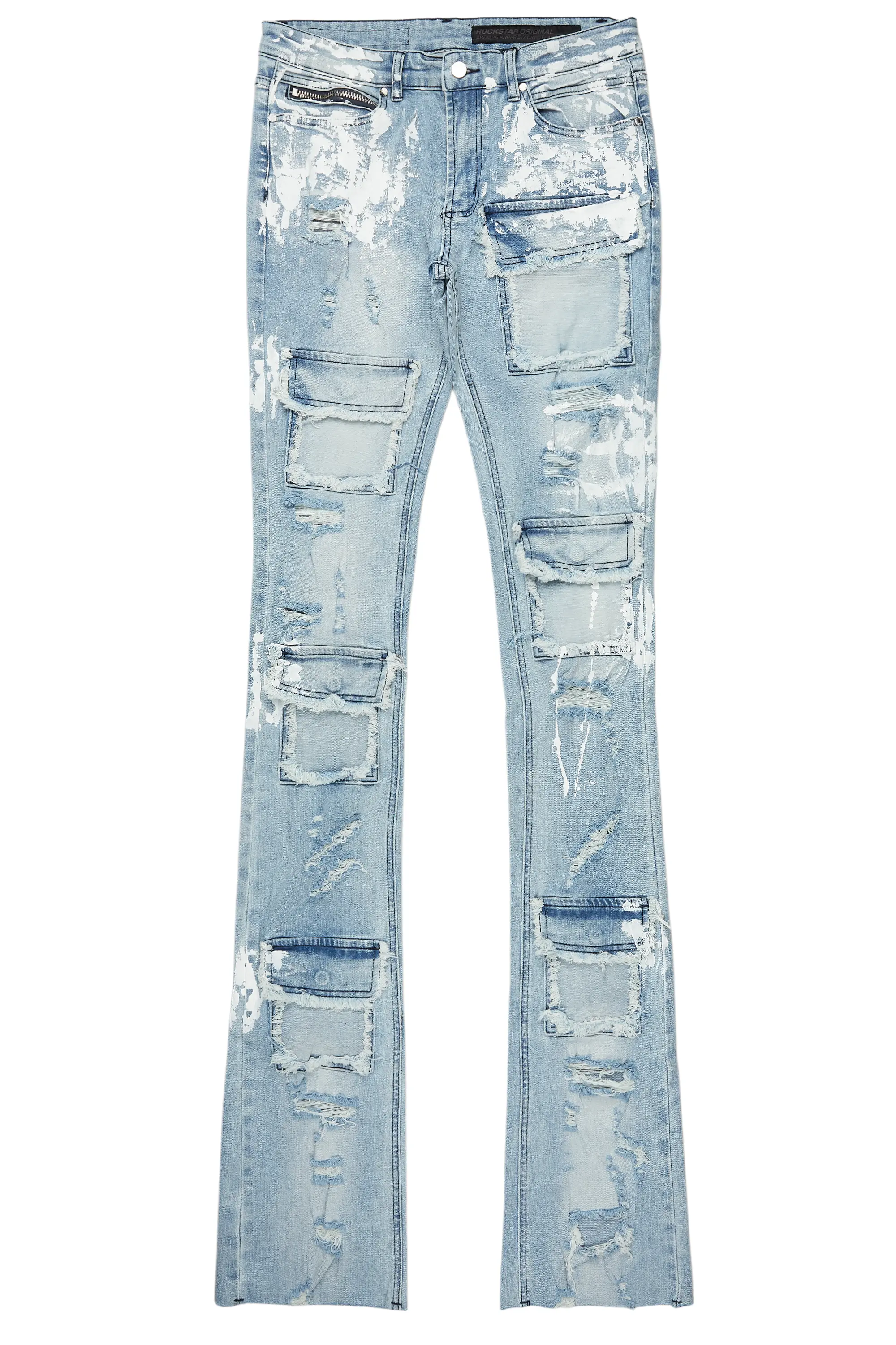 Edan Blue Painter Super Stacked Flare Jean - Image 2