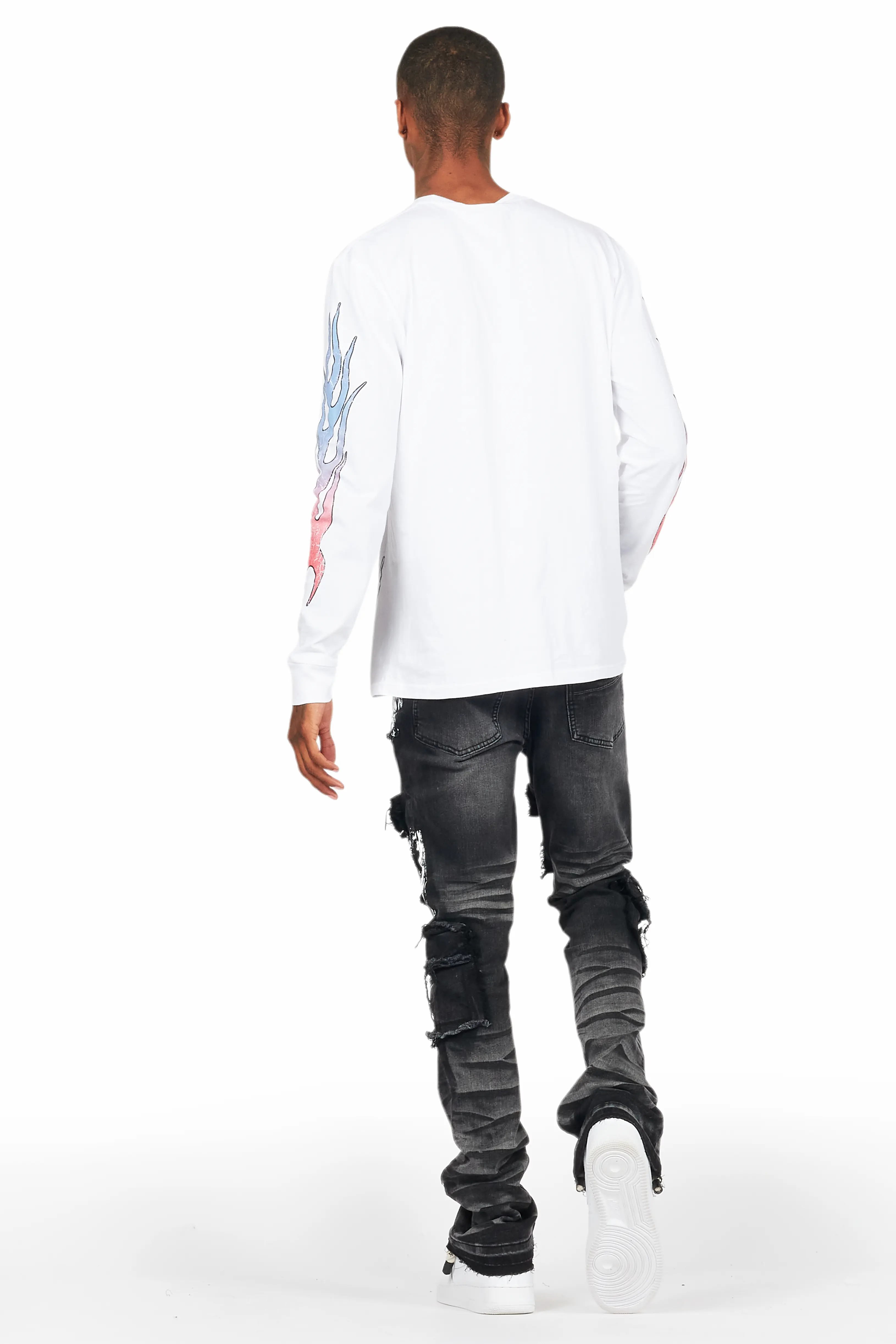 Elam Grey Painter Stacked Flare Jean - Image 5