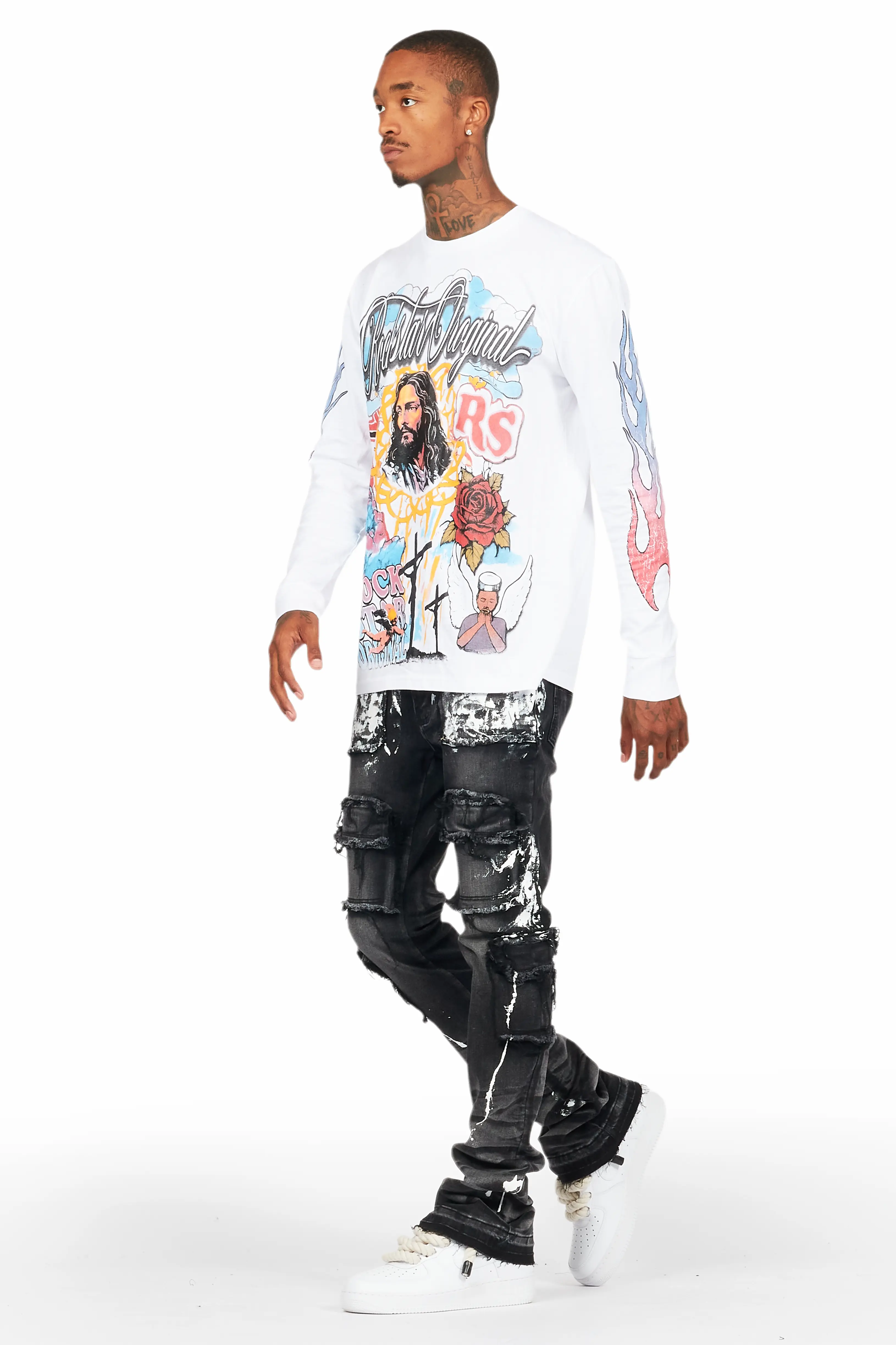 Elam Grey Painter Stacked Flare Jean - Image 6