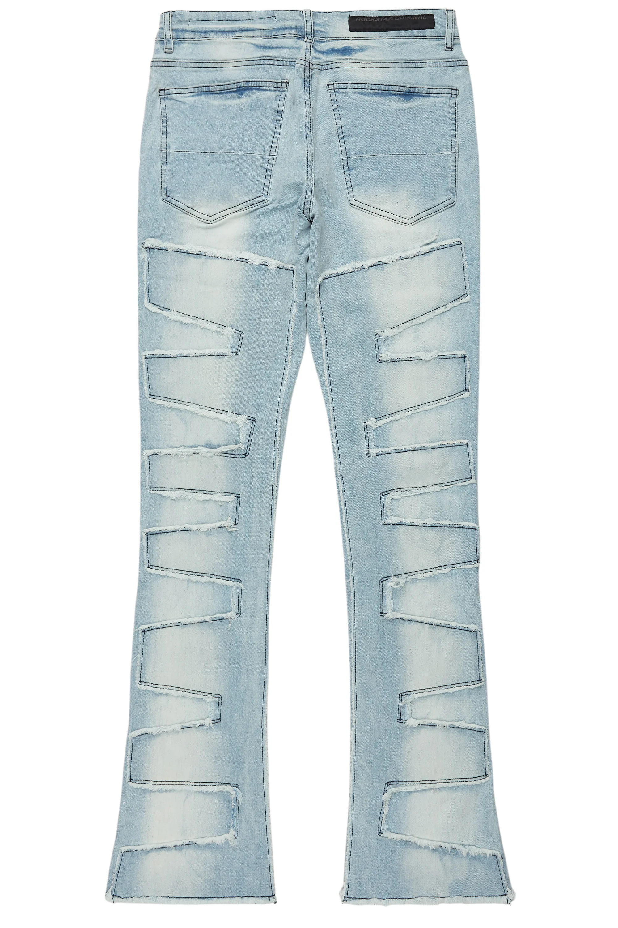 Shaddie Light Blue Painter Stacked Flare Jean - Image 9