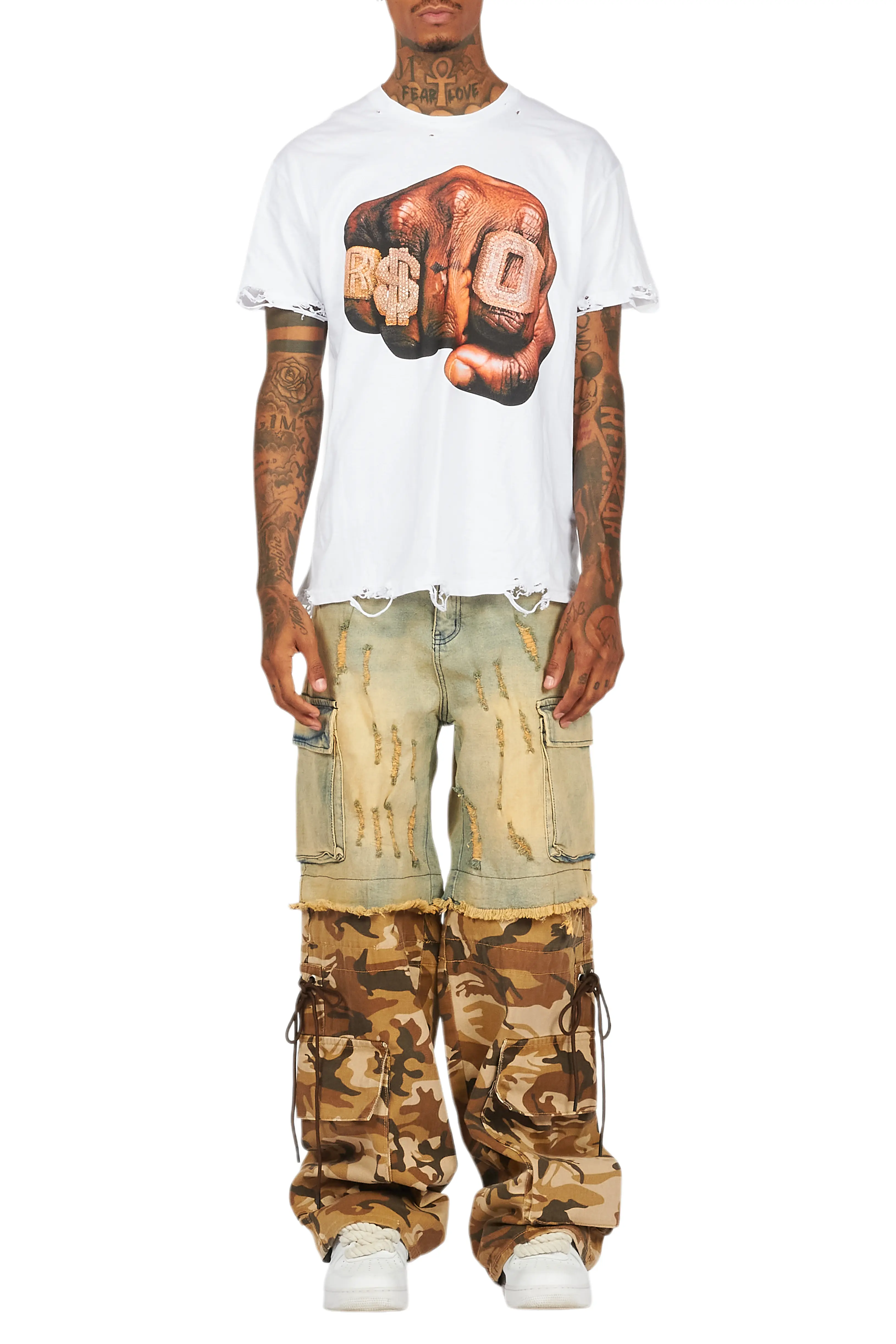 Baatar Blue/Brown Camo Baggy Fit Jean - Image 10