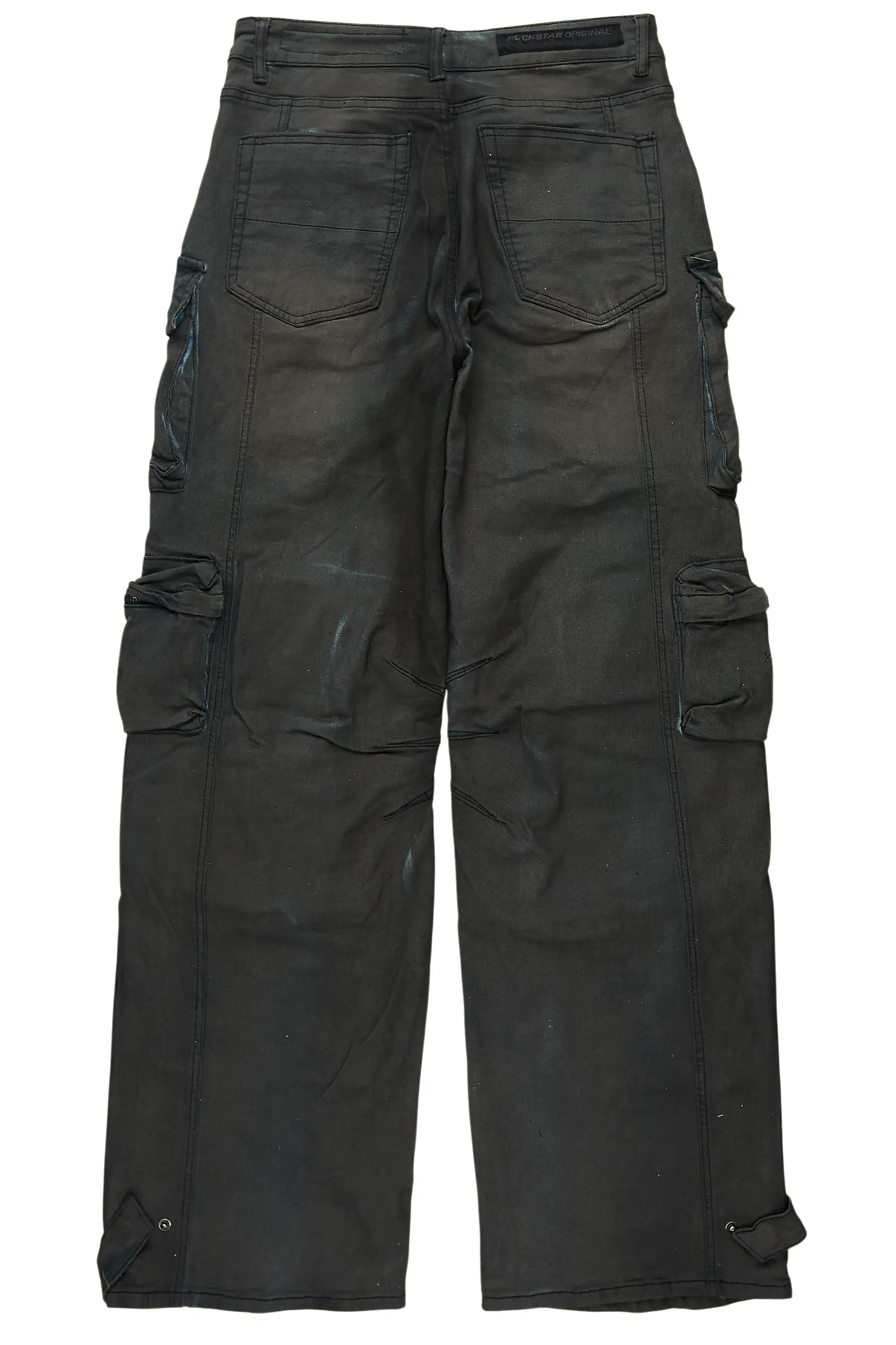 Mahesh Dark Blue Oil Wash Baggy Cargo Jean - Image 9