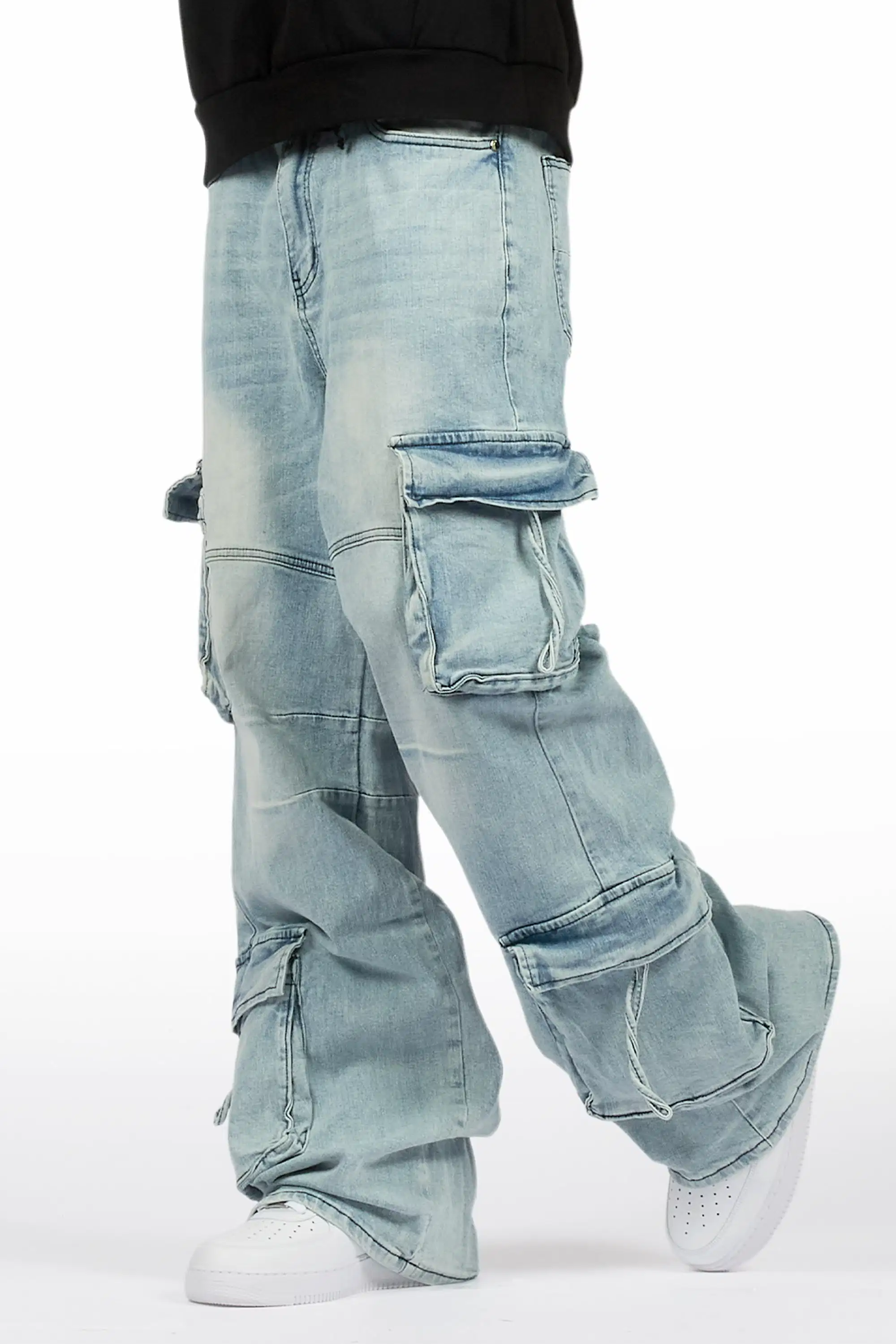 Tore Light Blue Baggy Cargo Jean - Image 9