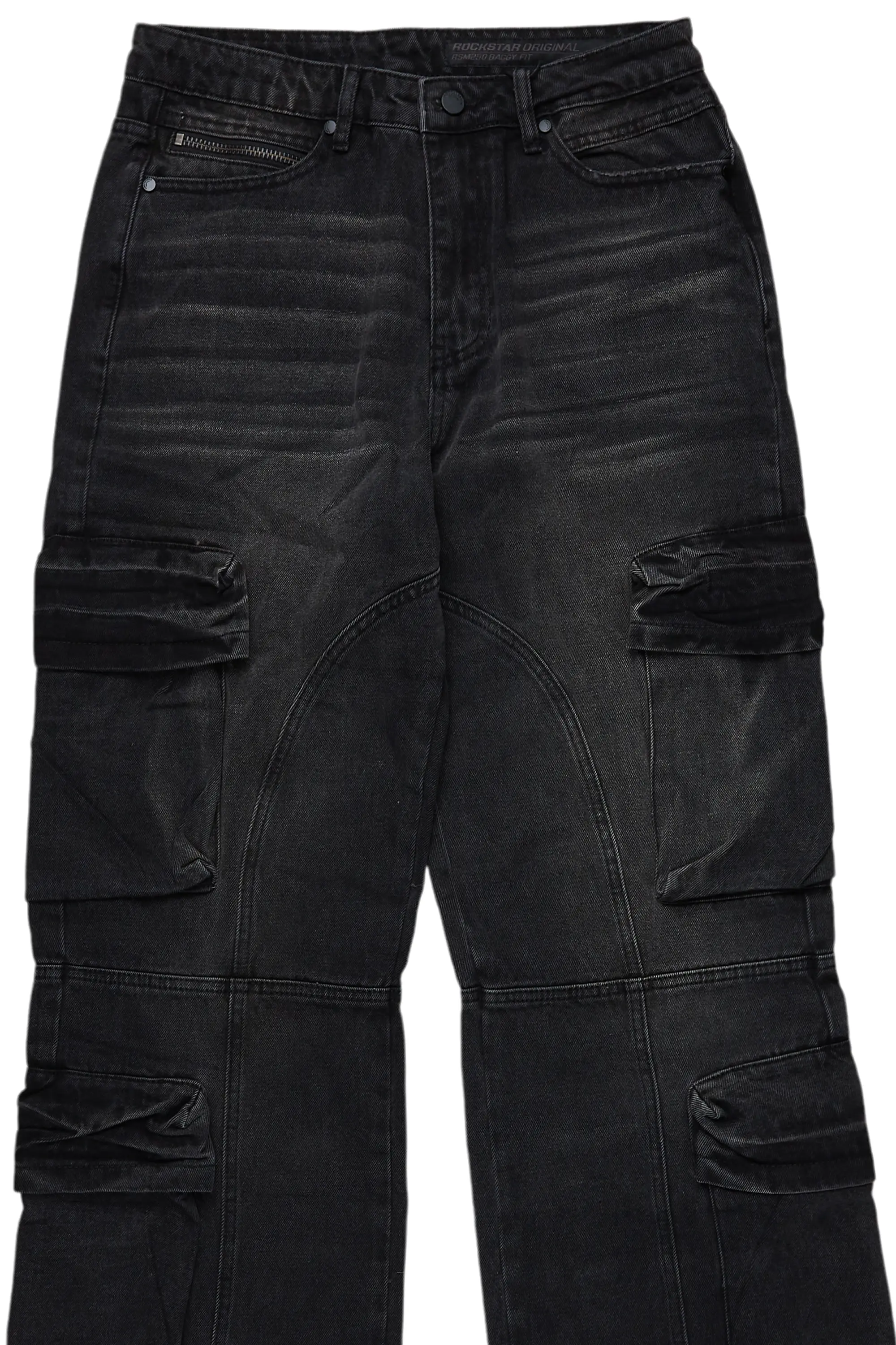 Gregor Black Baggy Fit Cargo Jean - Image 8