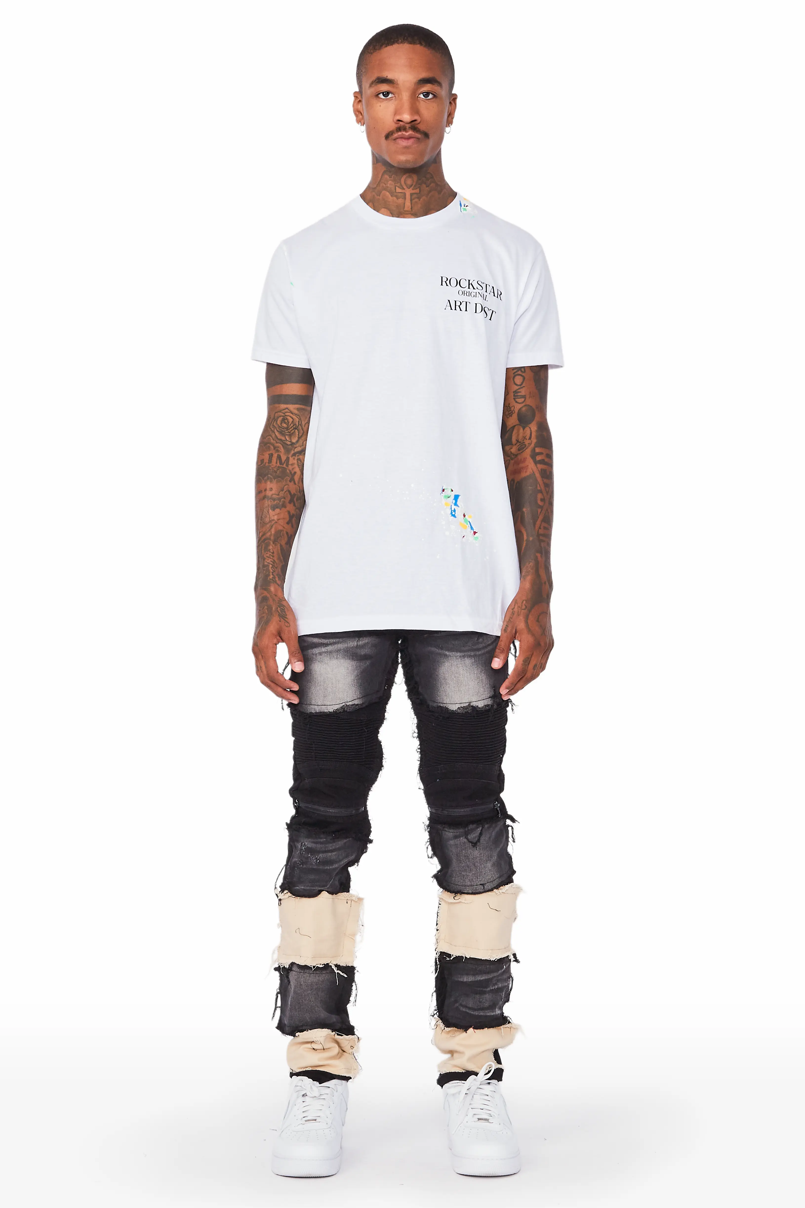 Edric Black Patchwork Biker Jean - Image 2