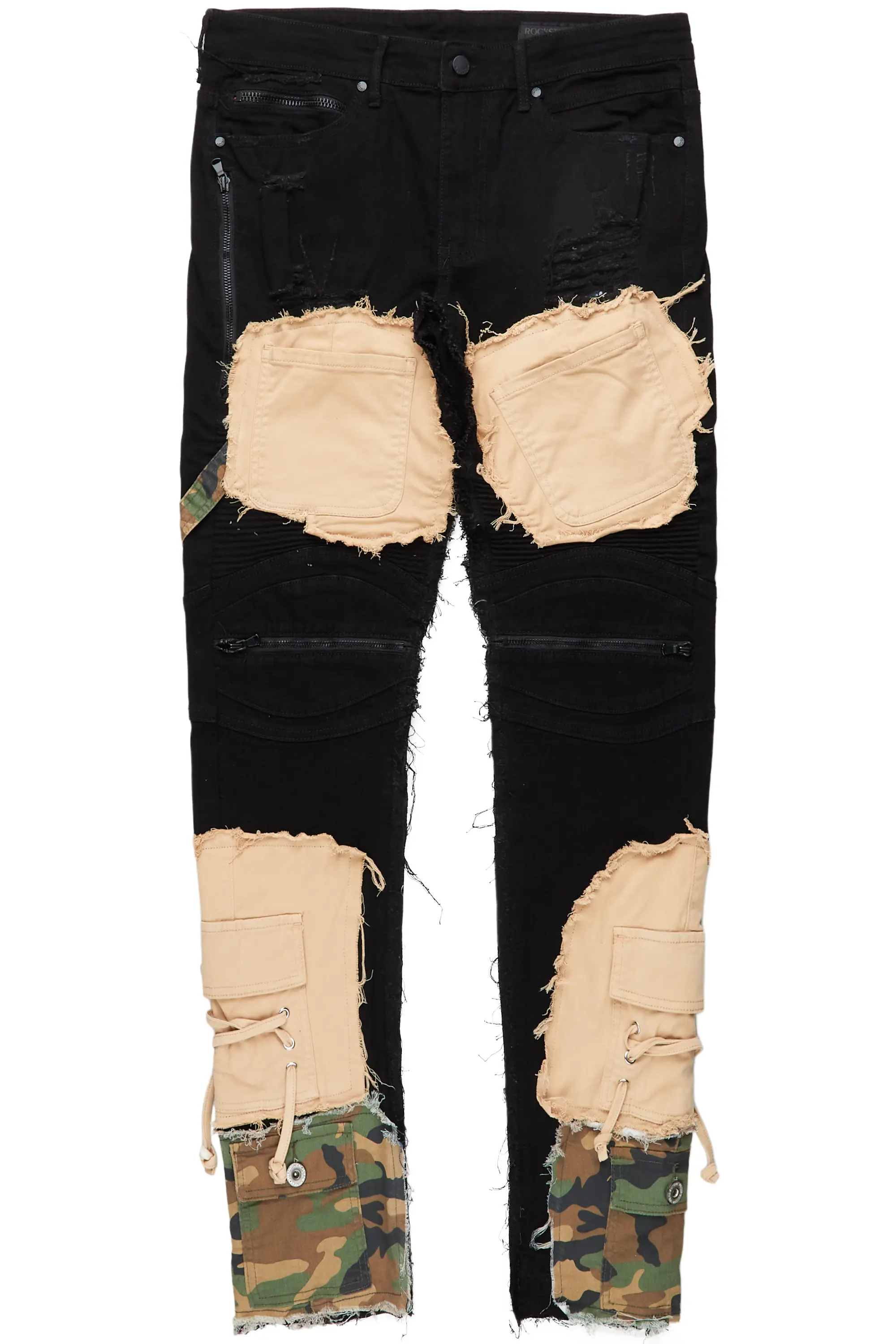 Boaz Black Patchwork Biker Jean - Image 6
