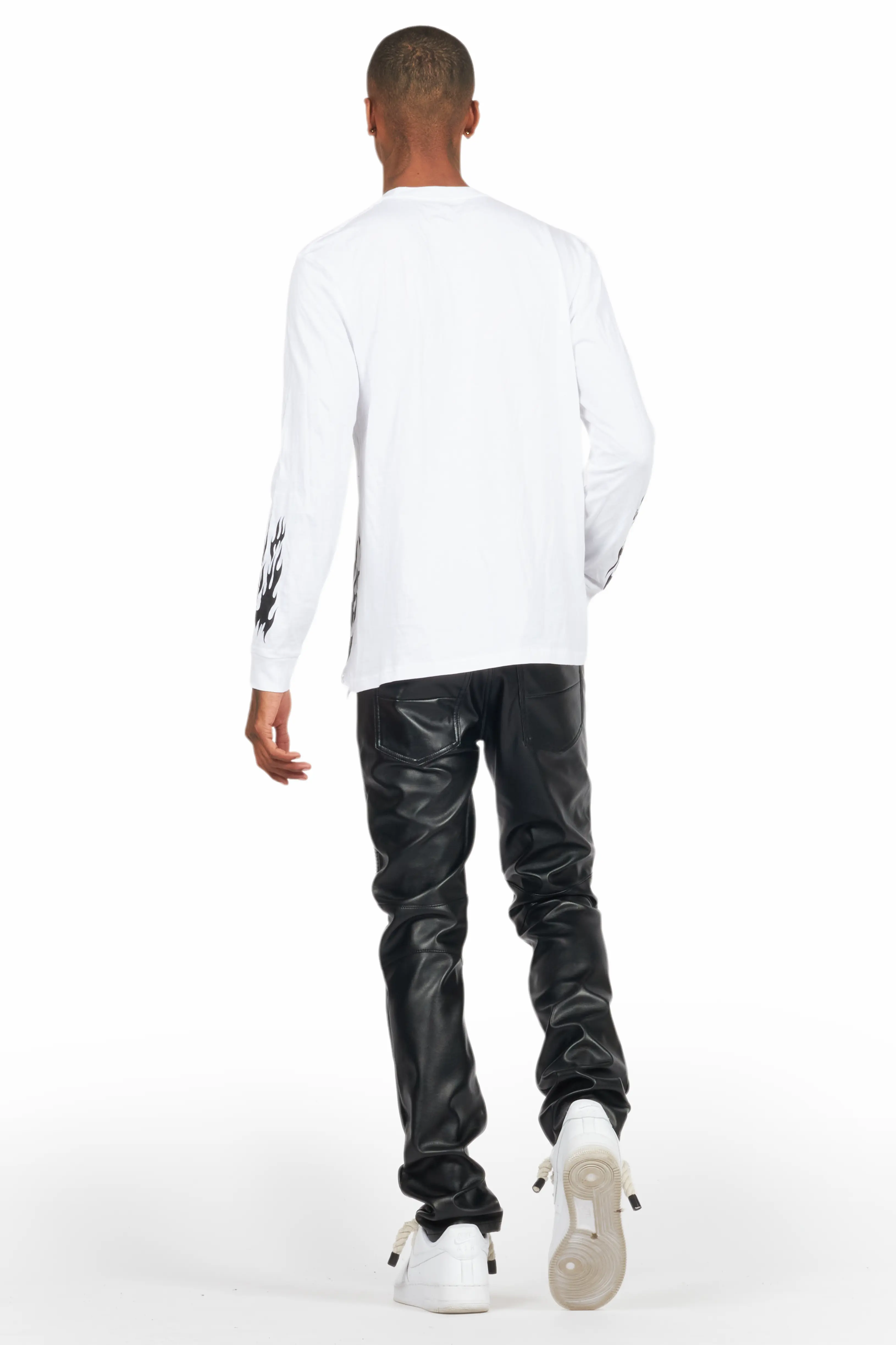Richh Black PU Biker Jean - Image 5