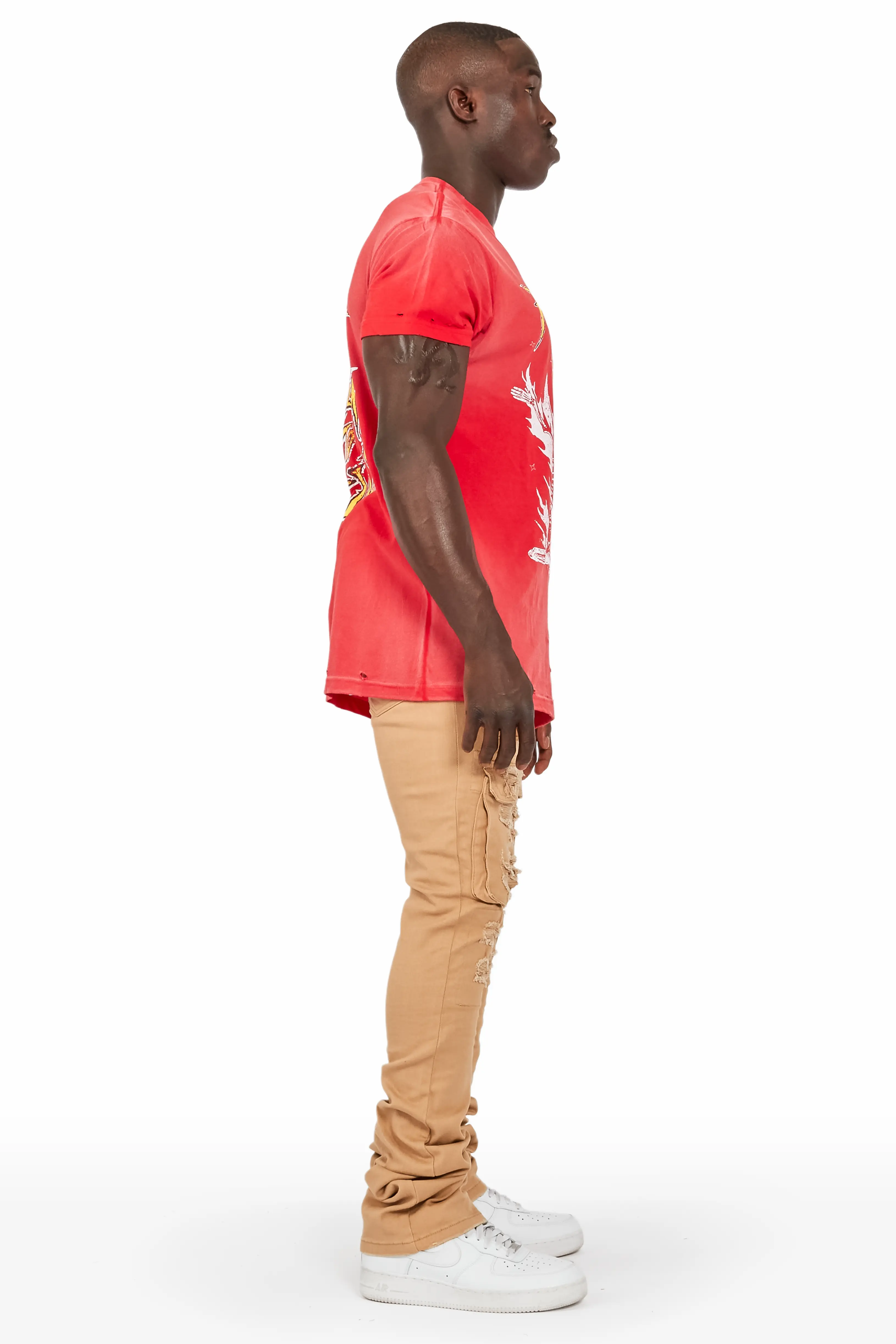 Vance Khaki Stacked Flare Cargo Jean - Image 3